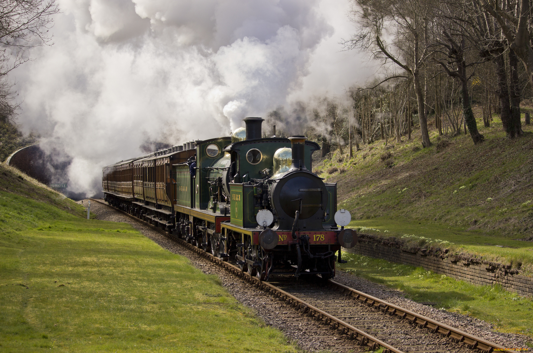 техника, паровозы, железная, состав, паровоз, рельсы, дорога