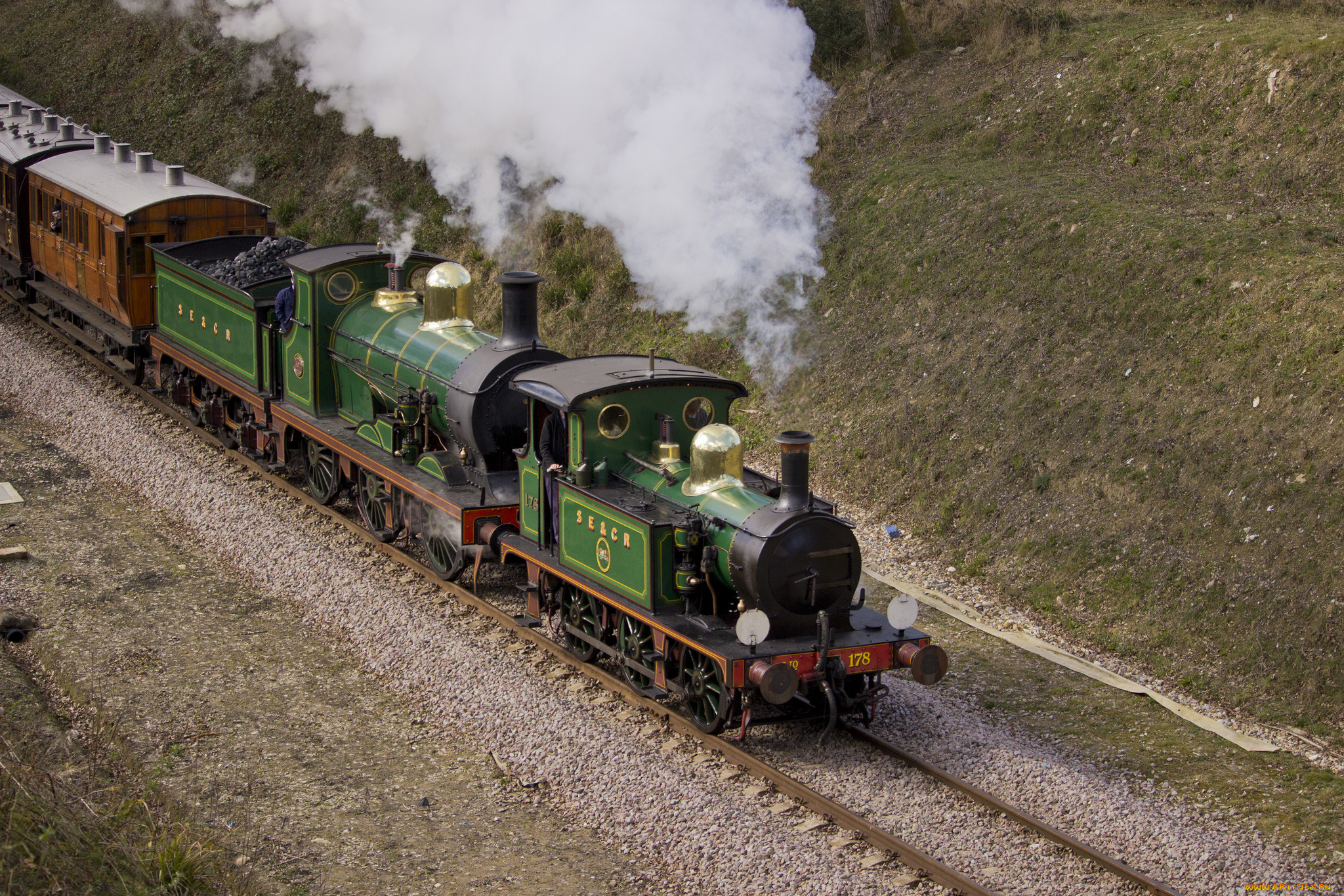 техника, паровозы, дорога, рельсы, железная, состав, паровоз