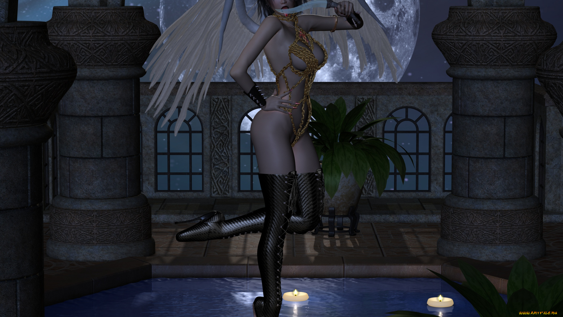 3д, графика, ангел, , angel, ангел, фон, взгляд, девушка