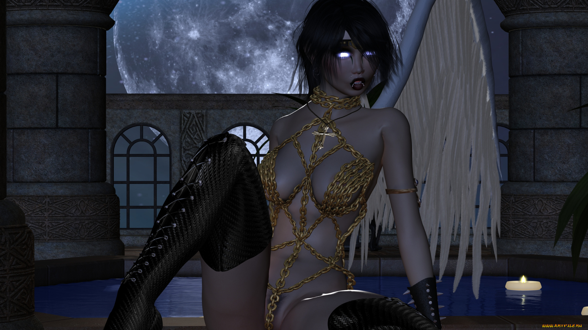 3д, графика, ангел, , angel, фон, взгляд, девушка, ангел