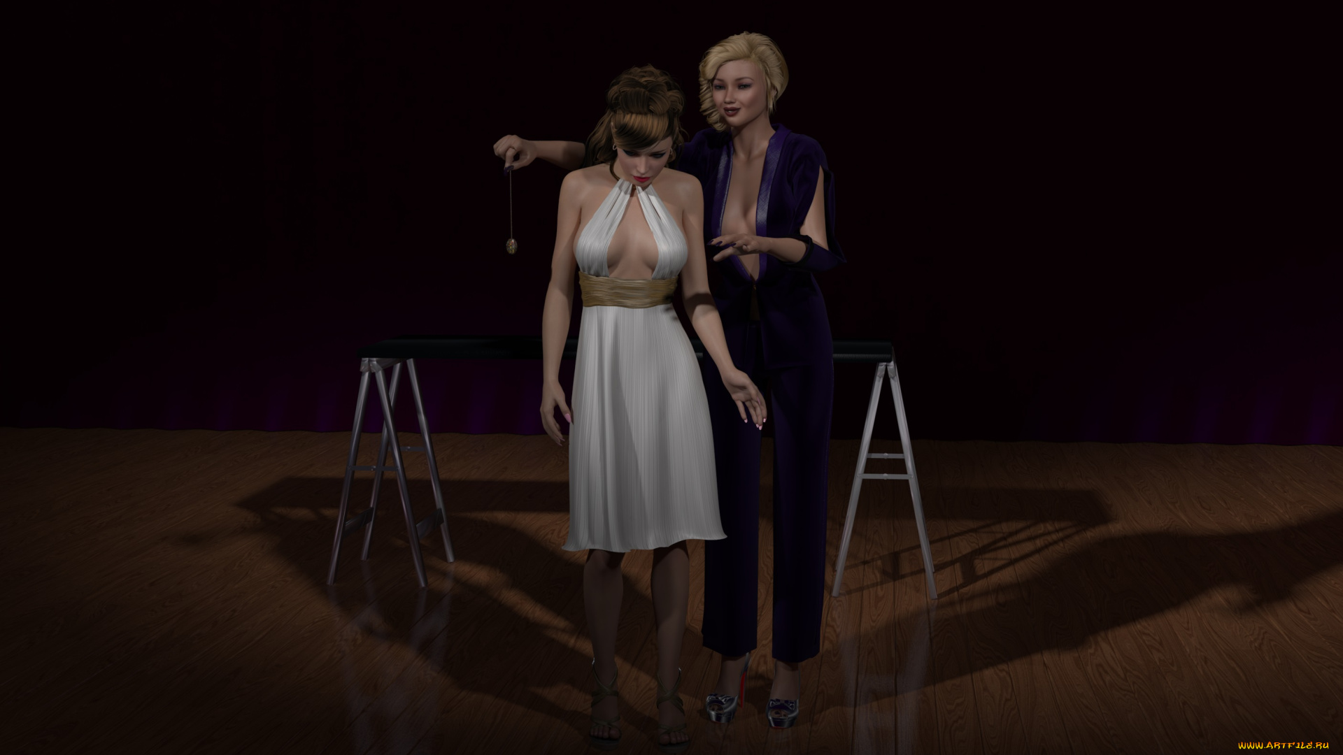 3д, графика, люди, , people, девушки, грудь, фон, взгляд, магия