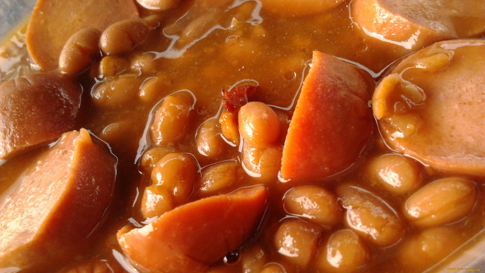 еда, вторые, блюда, колбаски, фасоль