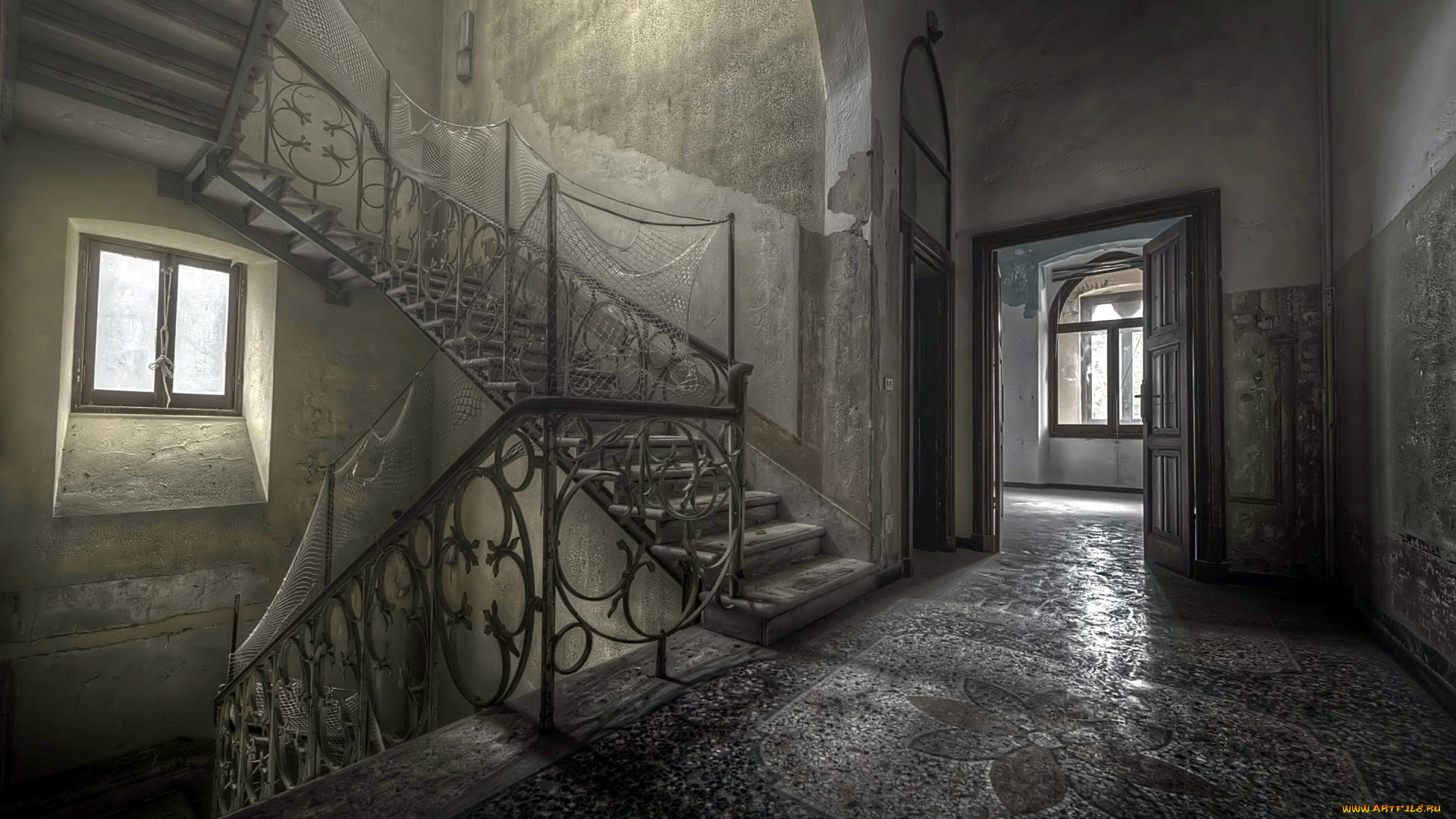 интерьер, холлы, , лестницы, , корридоры, дверь, лестница, окно