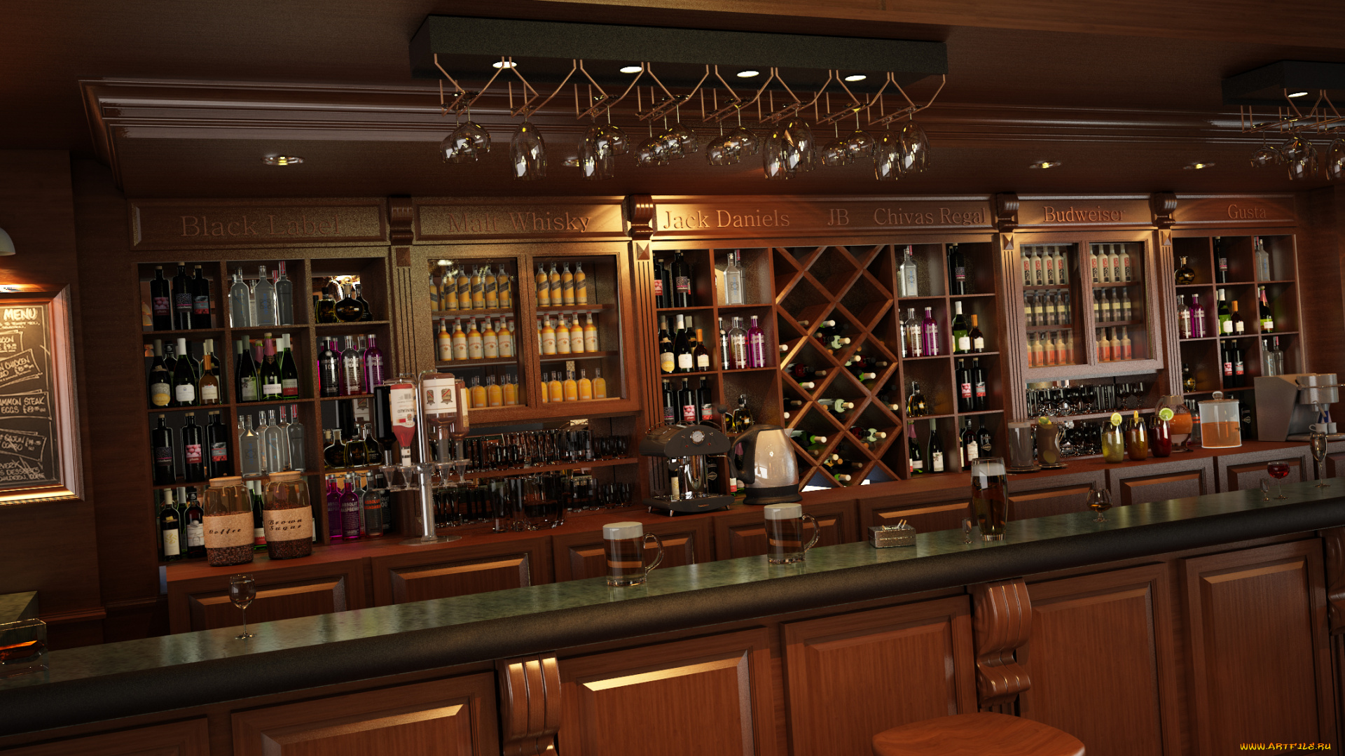 интерьер, кафе, , рестораны, , отели, светильник, напитки, пиво, бокалы, полки