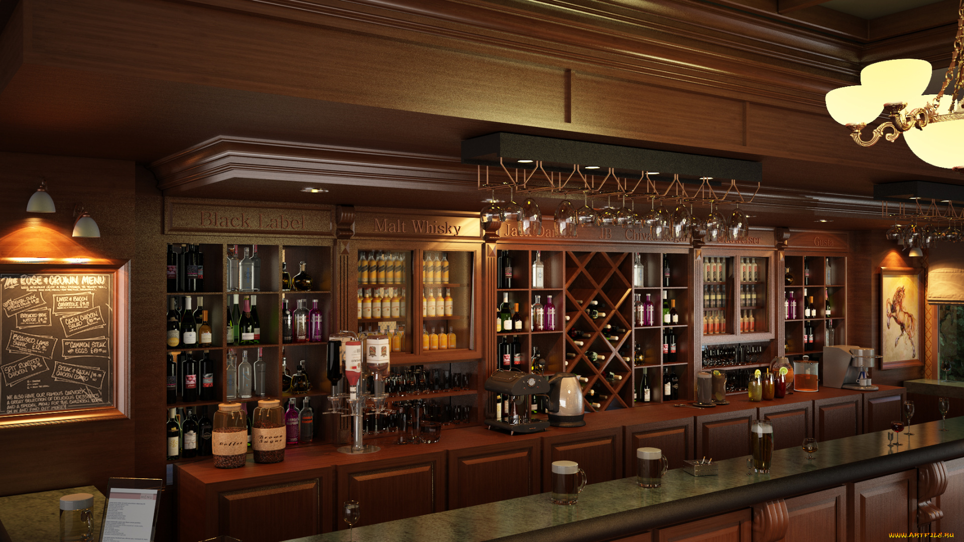 интерьер, кафе, , рестораны, , отели, светильник, напитки, пиво, бокалы, полки