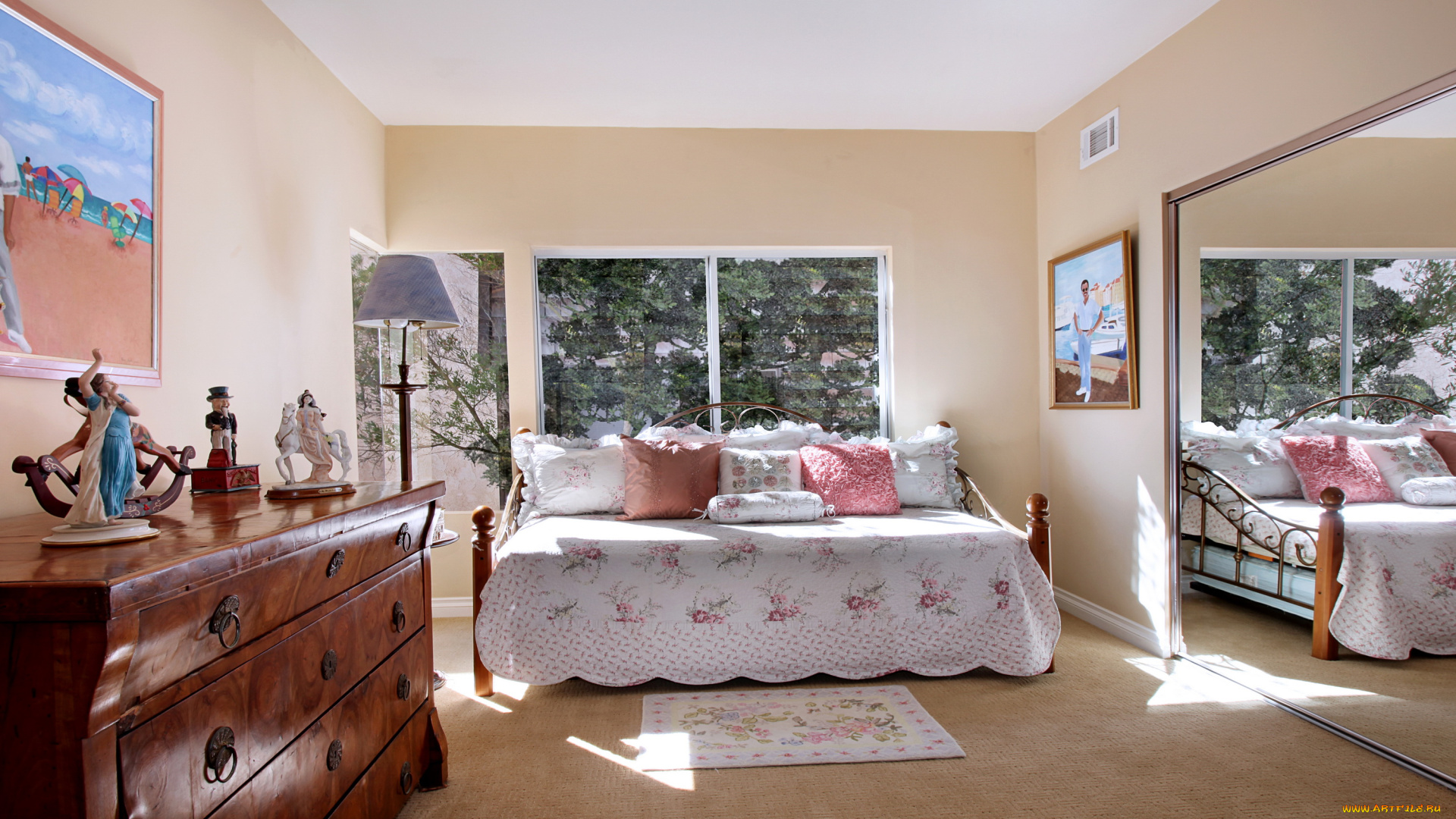 интерьер, спальня, кровать, ковер