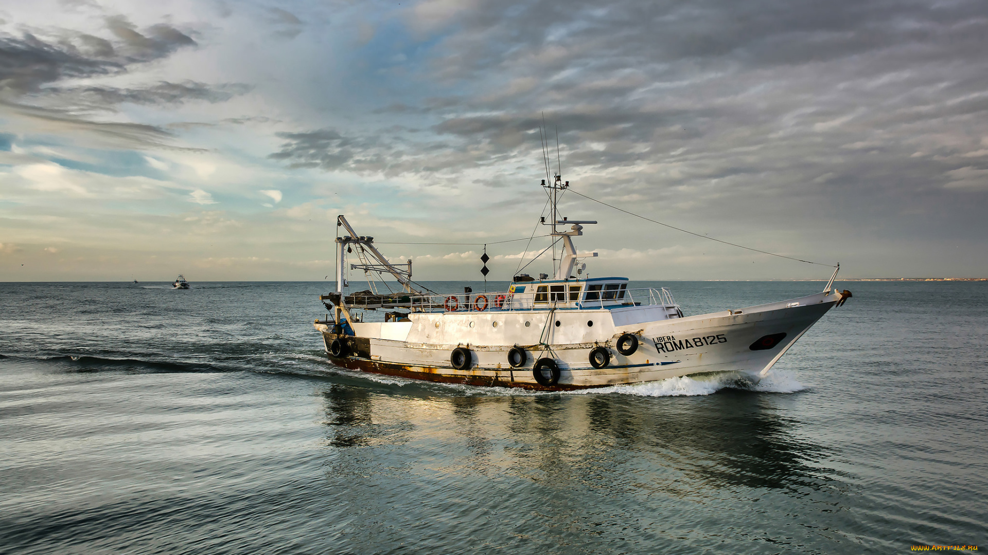 корабли, другое, море, рыболов
