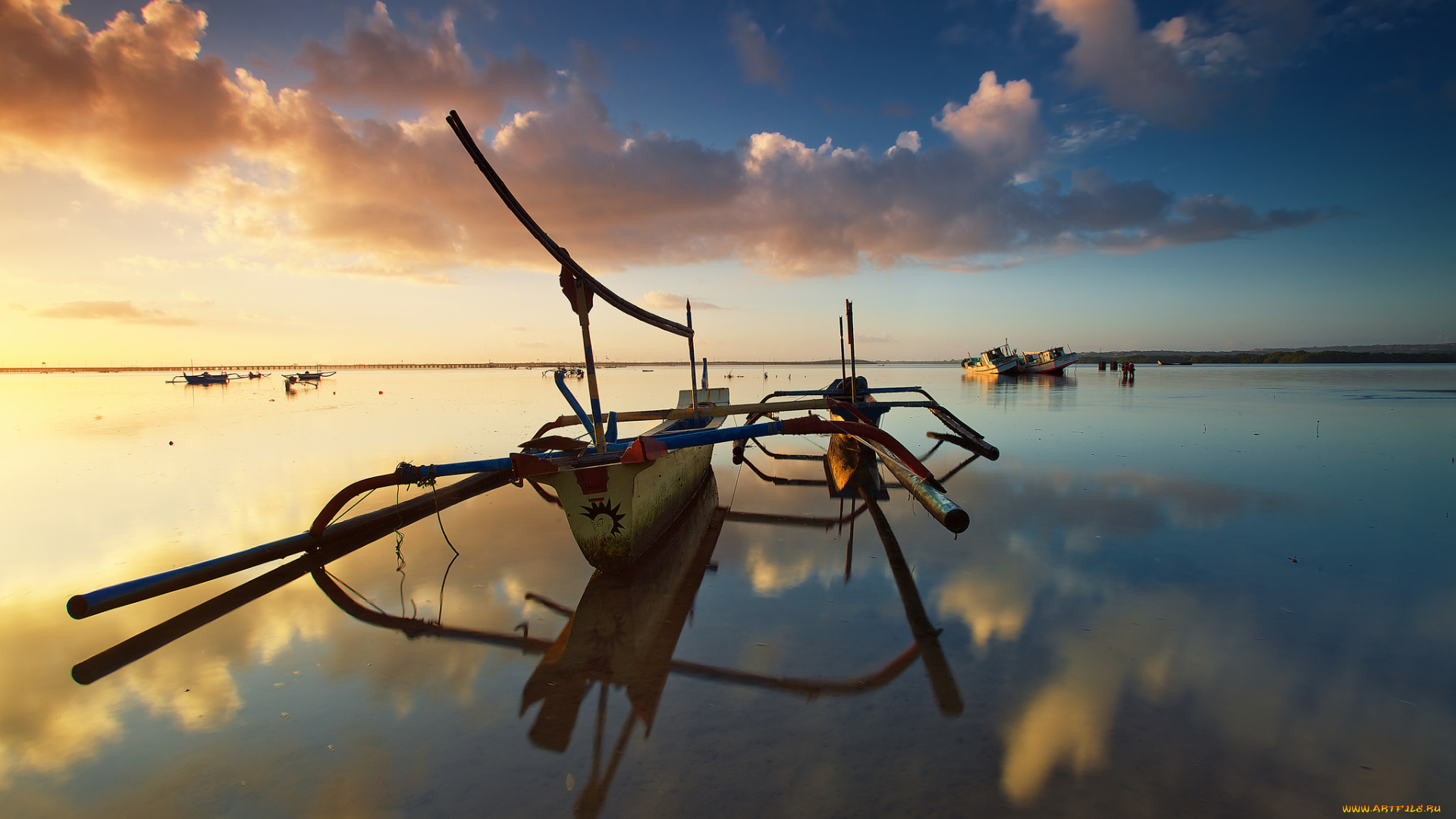 корабли, лодки, , шлюпки, отлив, балансиры, каноэ