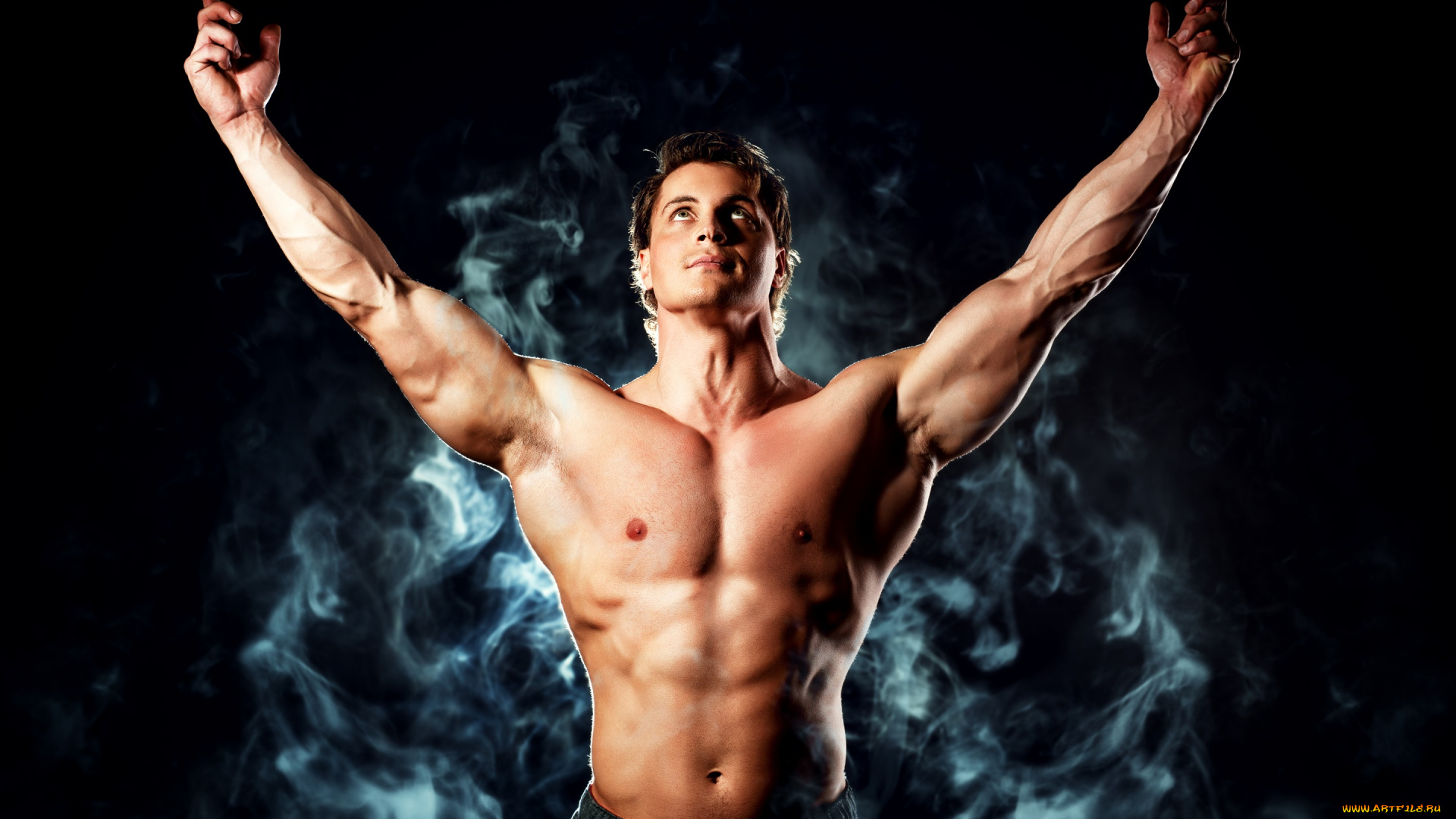 мужчины, -, unsort, дым, мускулы, тело, парень