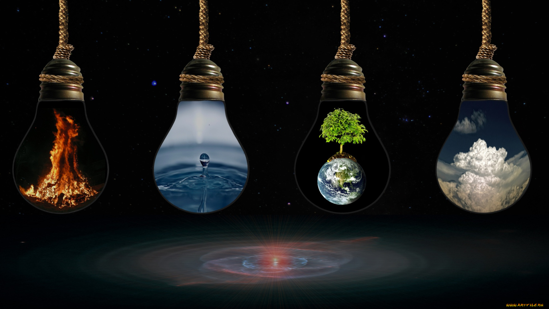 разное, компьютерный, дизайн, дизайн, арт, огонь, воздух, земля, стихия, вода