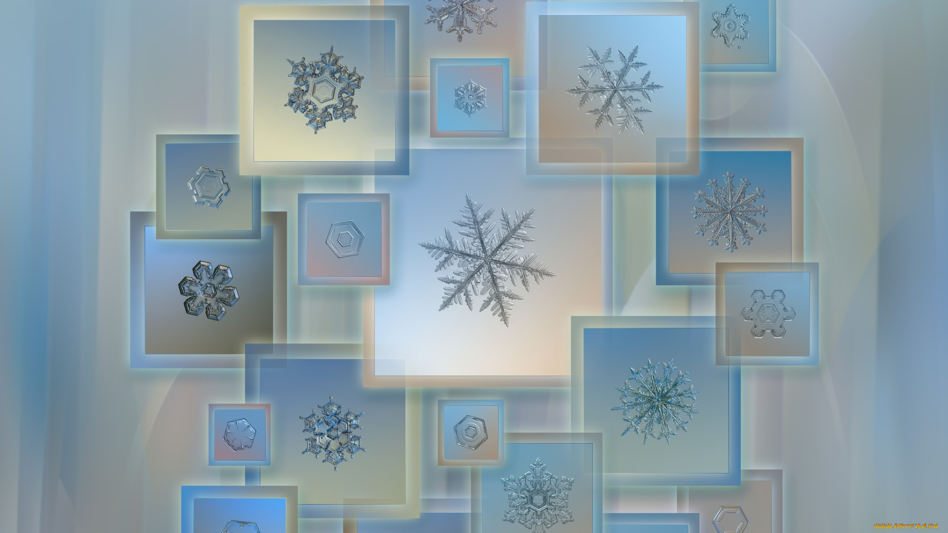 разное, компьютерный, дизайн, коллаж, снежинки