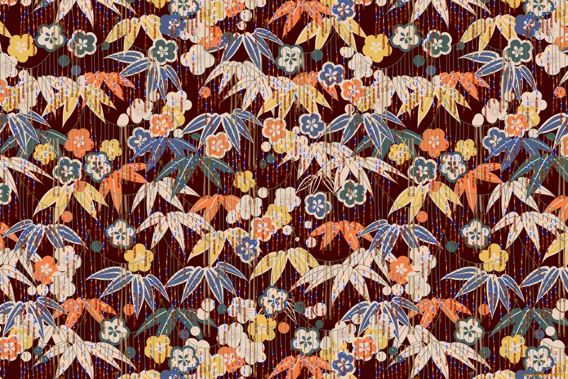 векторная, графика, цветы, , flowers, висюльки, орнамент, листья, цветы, фон, гирлянды