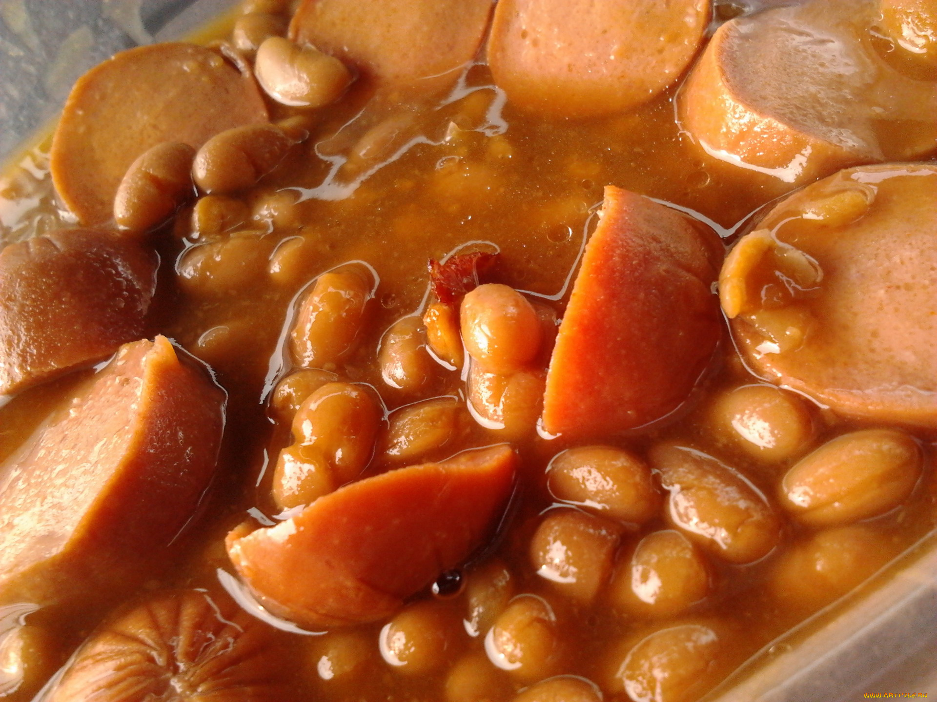 еда, вторые, блюда, колбаски, фасоль