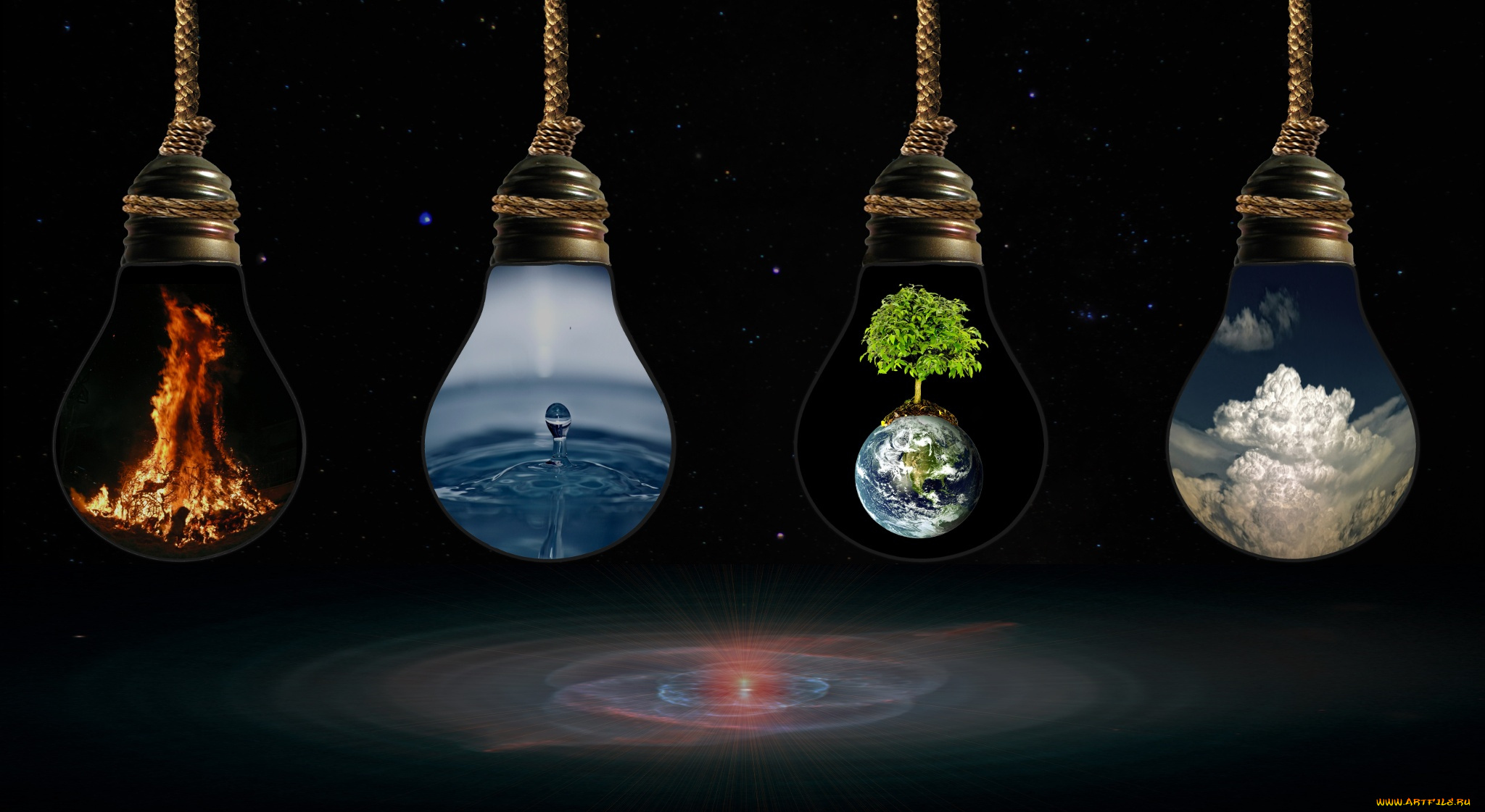 разное, компьютерный, дизайн, дизайн, арт, огонь, воздух, земля, стихия, вода