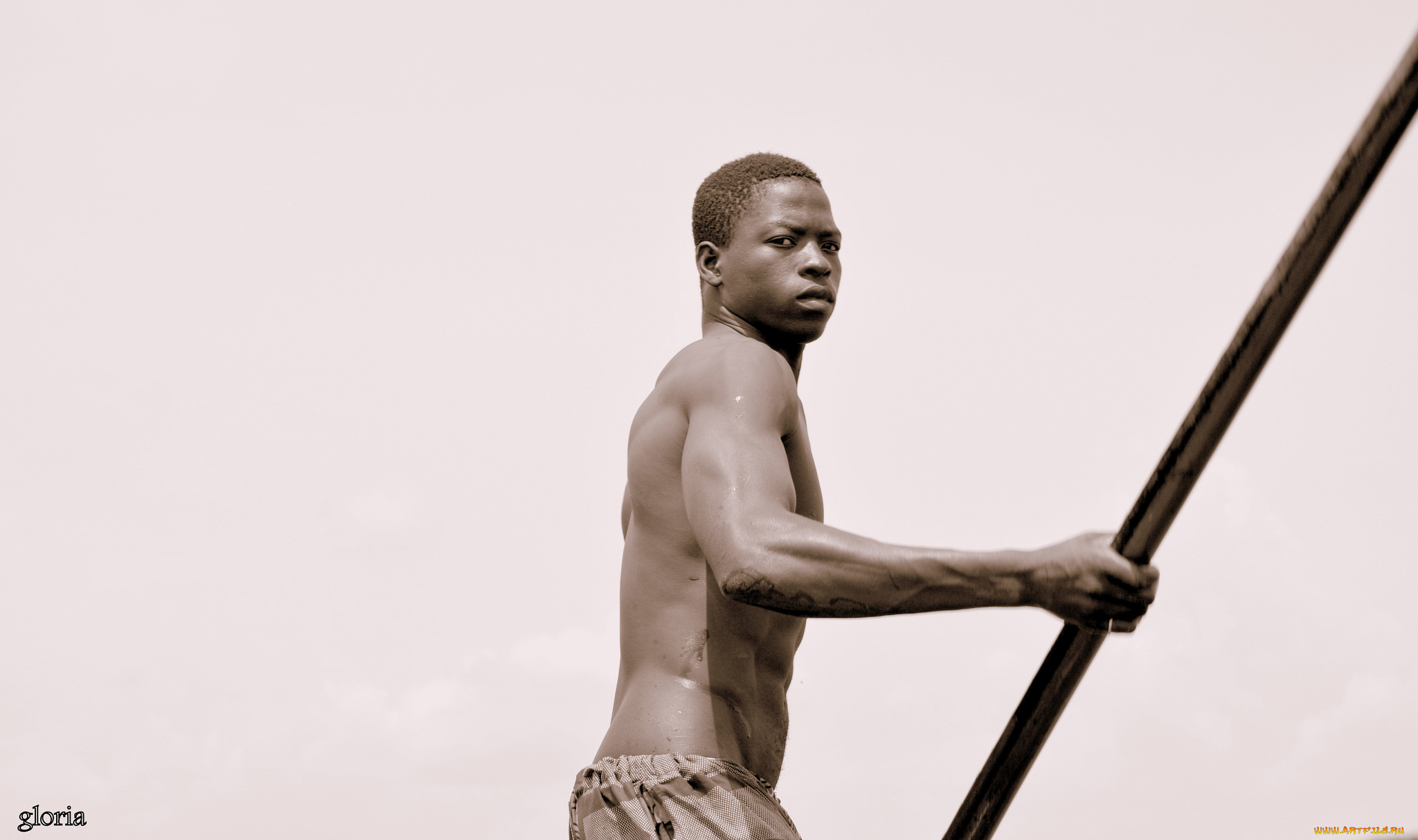 мужчины, -, unsort, негр, парень, взгляд, шест