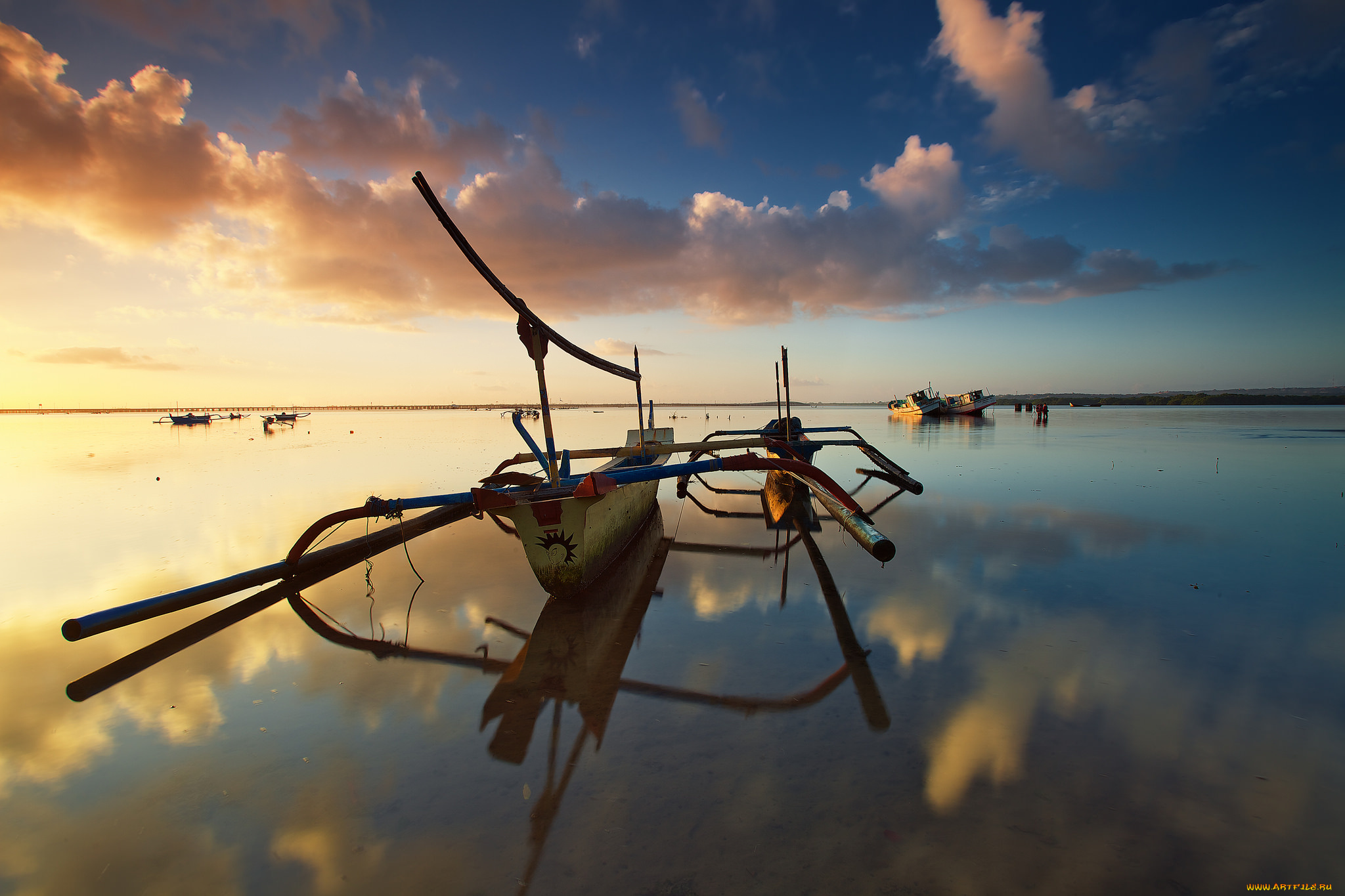 корабли, лодки, , шлюпки, отлив, балансиры, каноэ