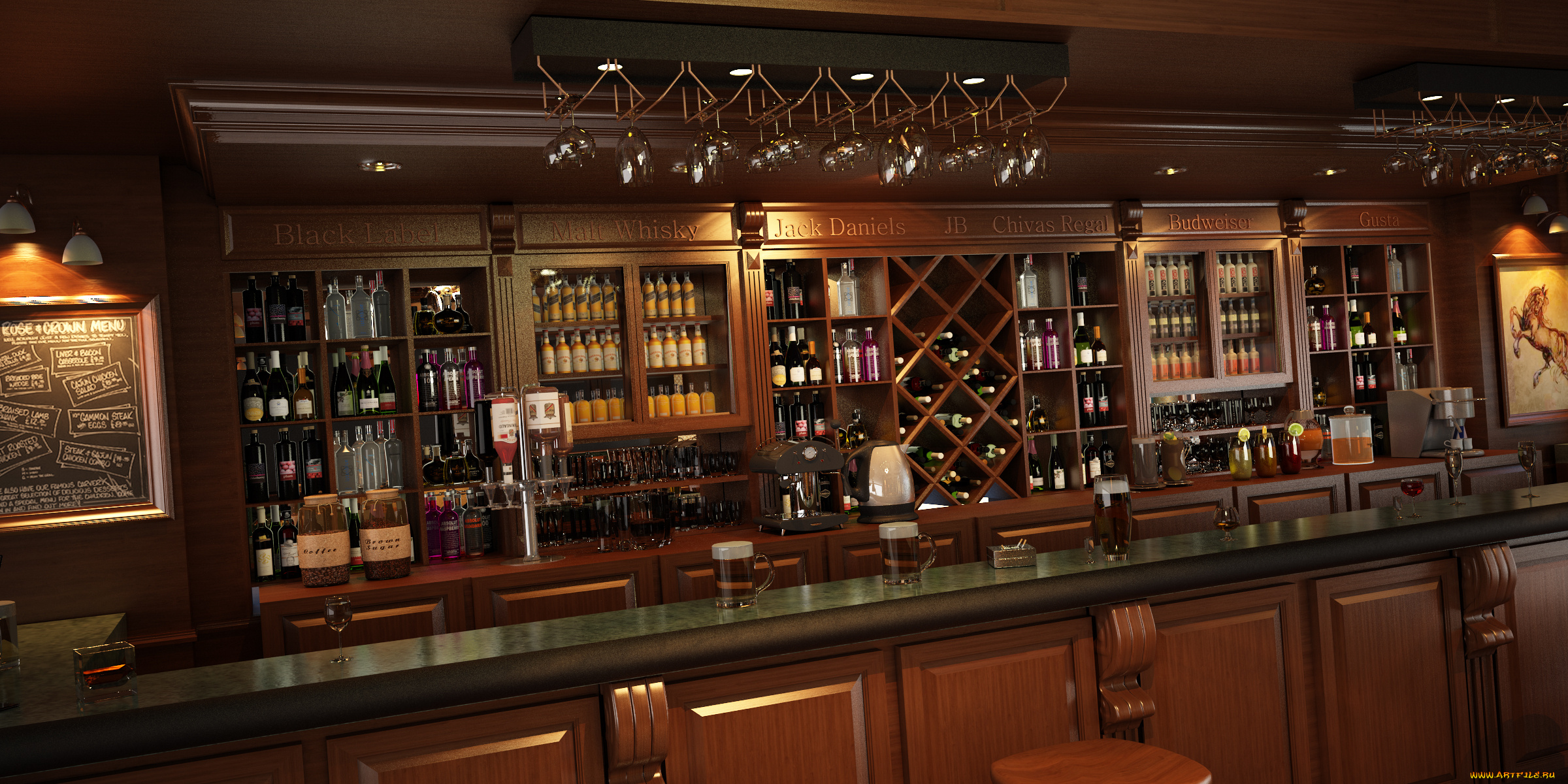 интерьер, кафе, , рестораны, , отели, светильник, напитки, пиво, бокалы, полки