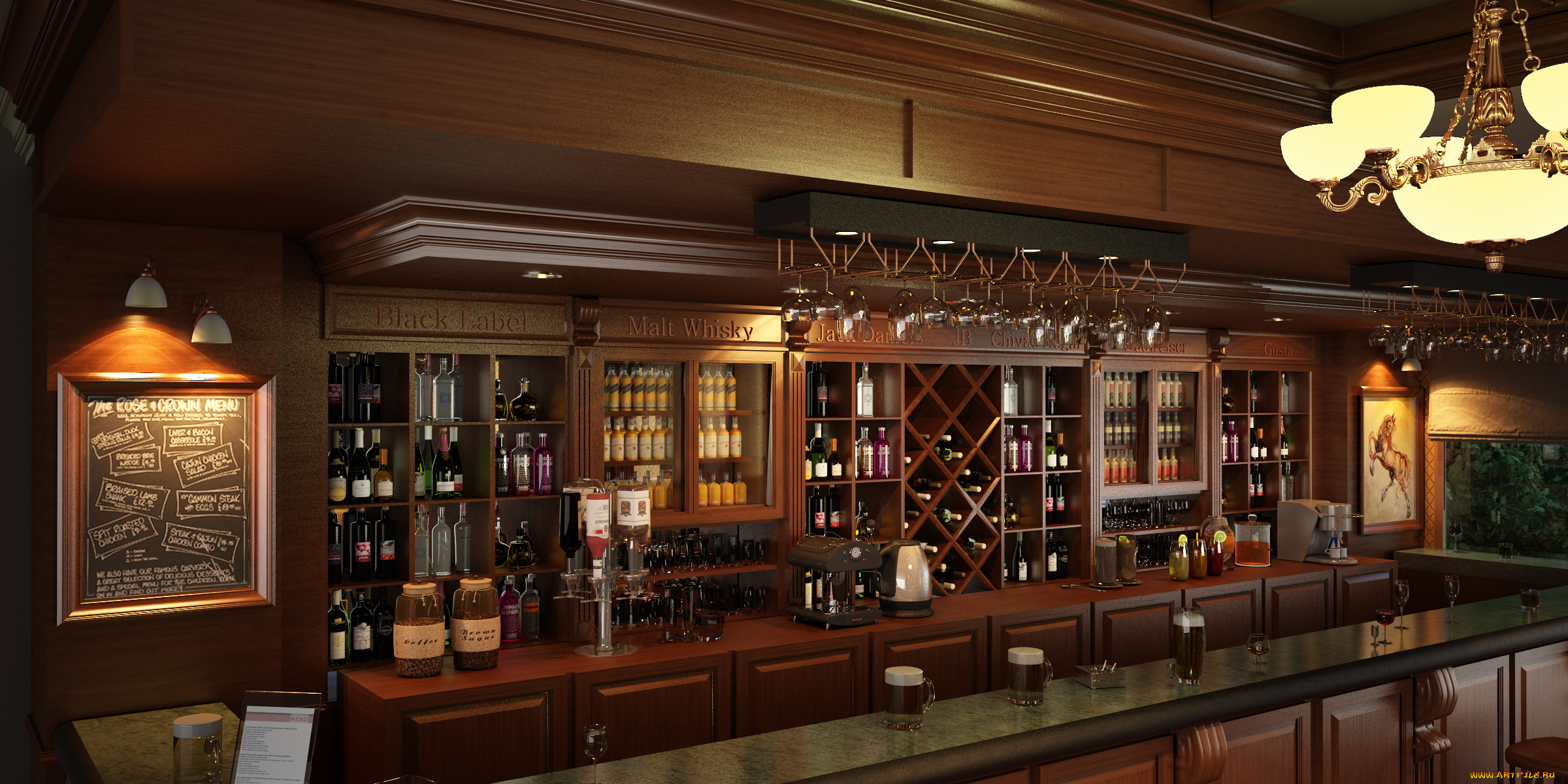 интерьер, кафе, , рестораны, , отели, светильник, напитки, пиво, бокалы, полки