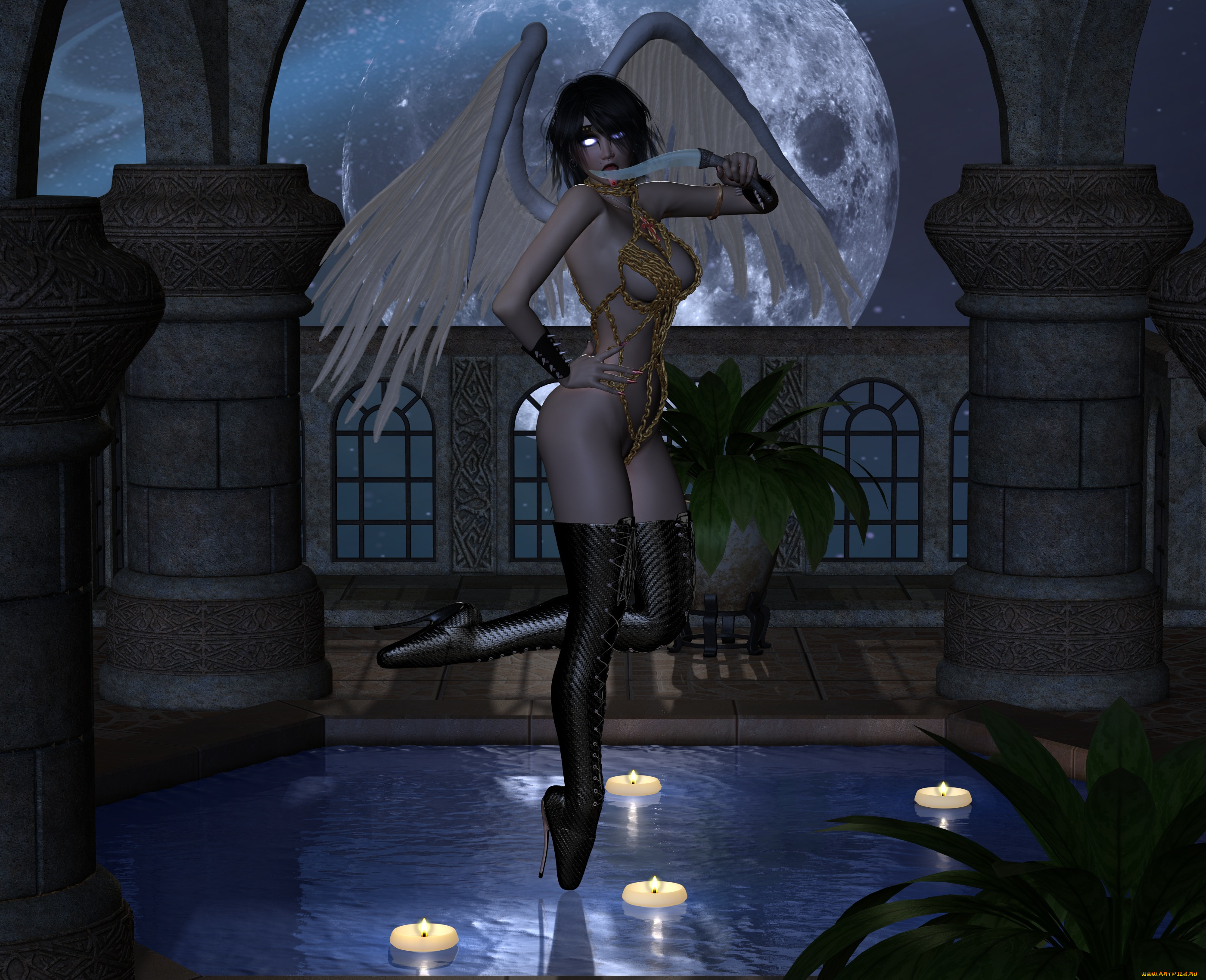 3д, графика, ангел, , angel, ангел, фон, взгляд, девушка