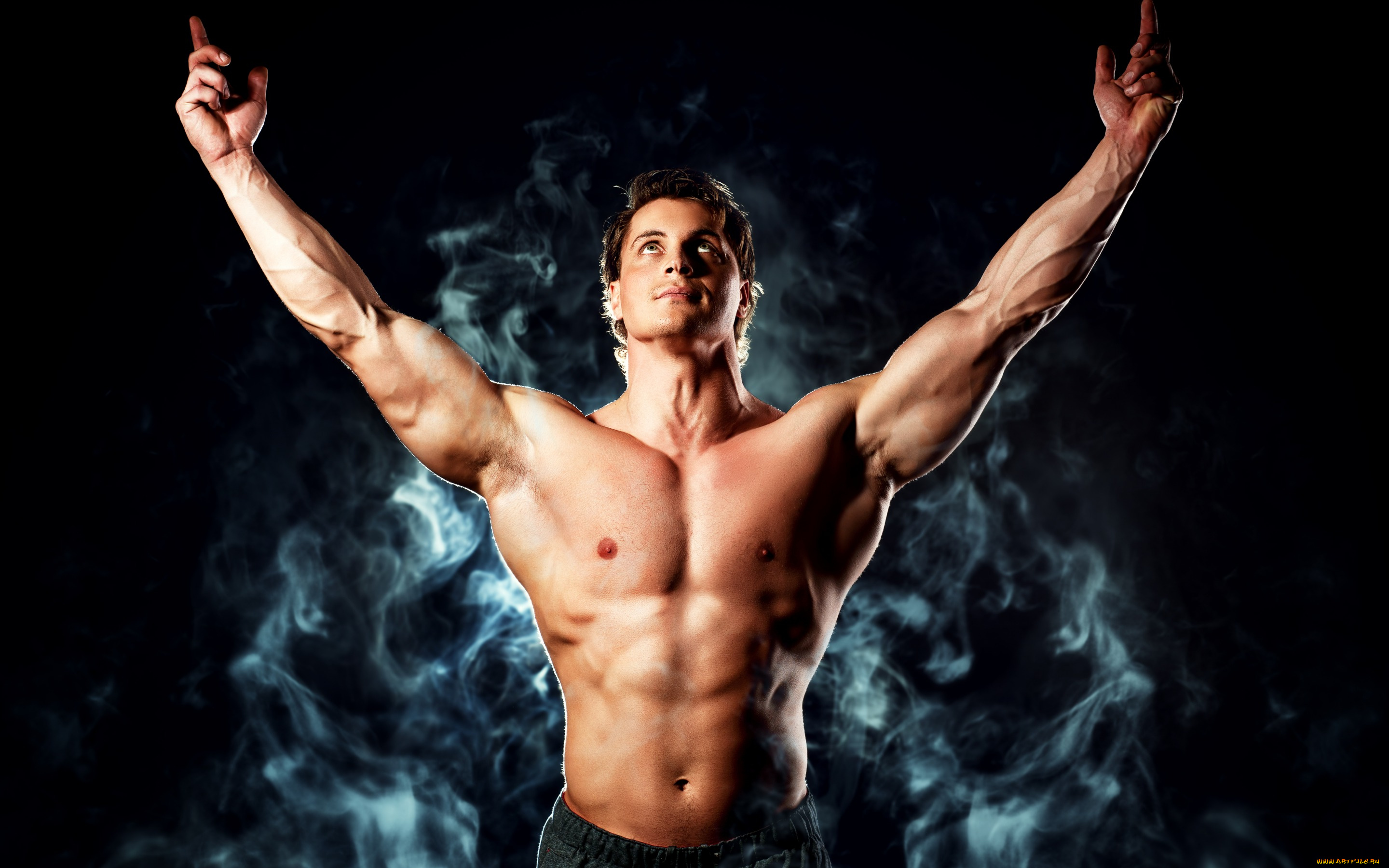 мужчины, -, unsort, дым, мускулы, тело, парень