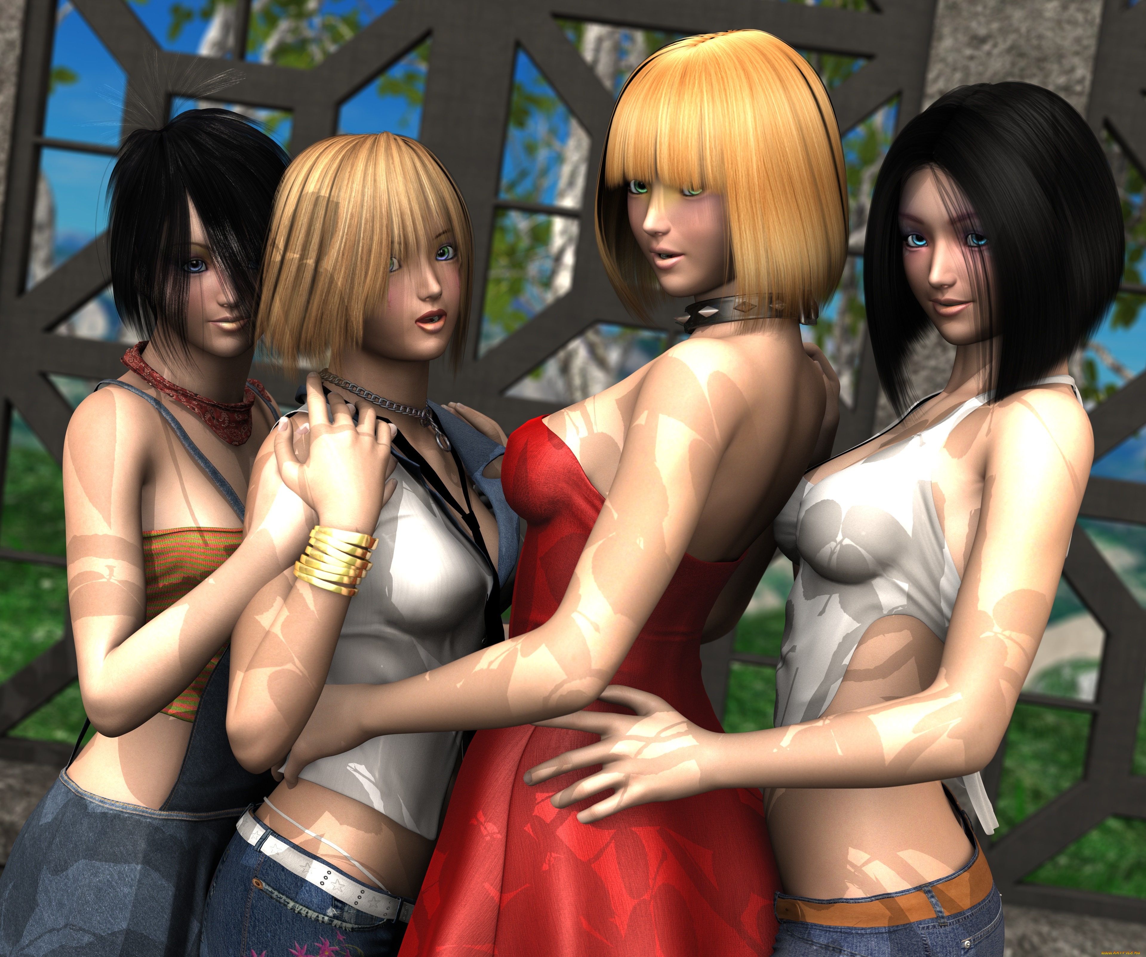 3д, графика, люди, , people, фон, взгляд, девушки