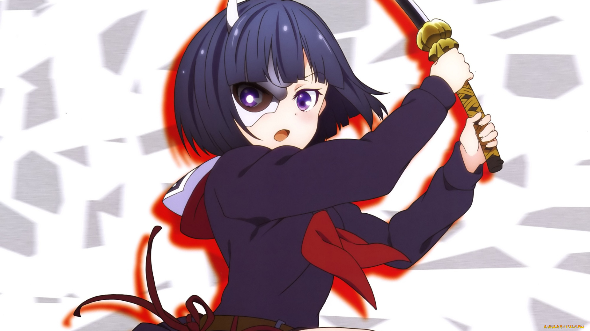 аниме, busou, shoujo, machiavellianism, seifuku, busou, shoujo, machiavellianism, armed, girl's, machiavellism, katana, ken, sword, mask, girl, blade, anime