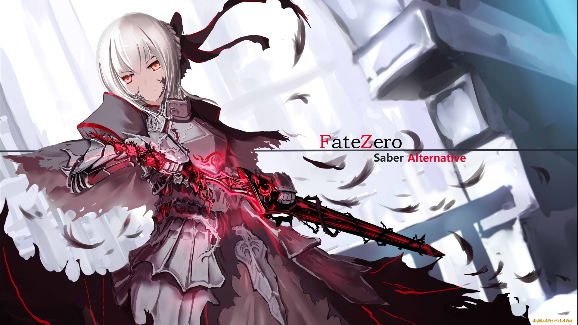 аниме, fate, zero, взгляд, девушка, фон