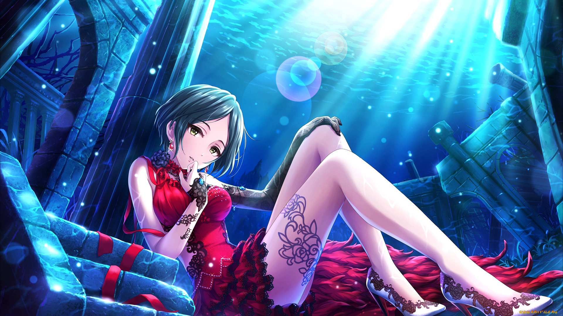 аниме, idolm@ster, взгляд, фон, девушка