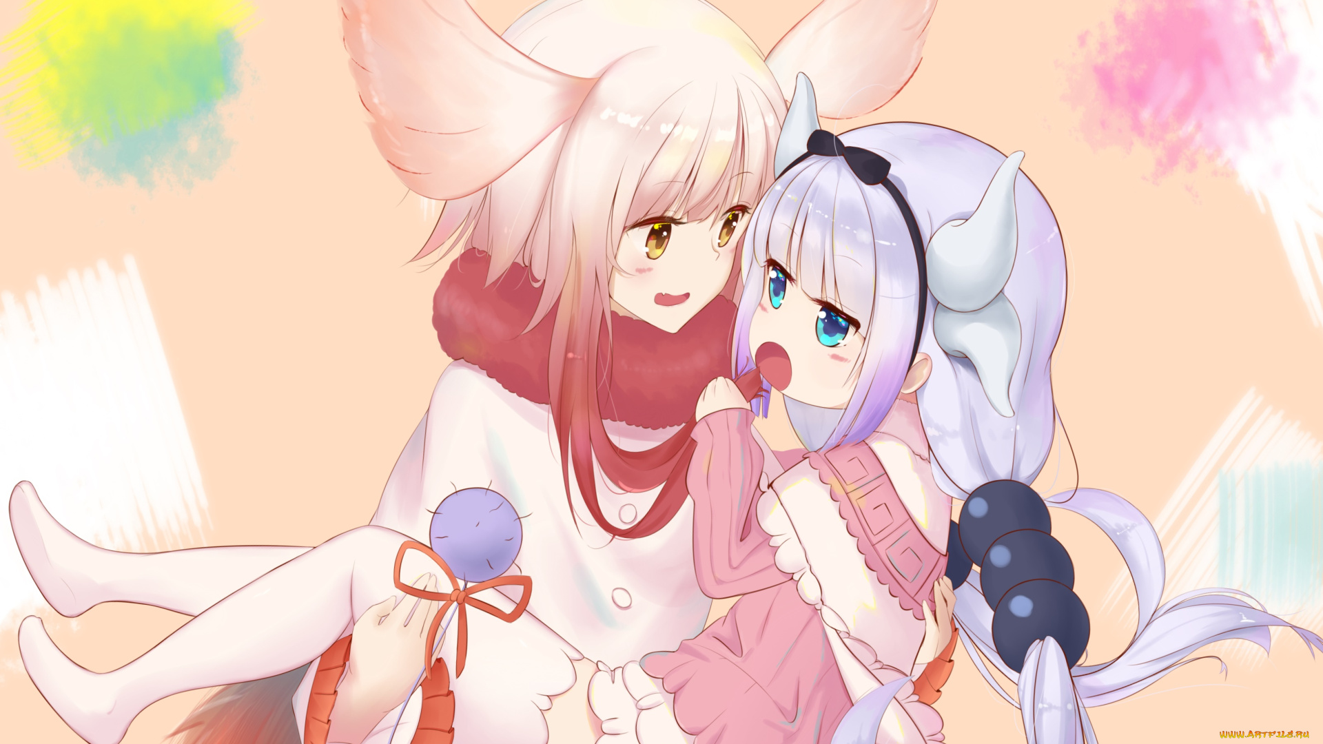 аниме, kobayashi-san, chi, no, maid, dragon, фон, взгляд, девушка