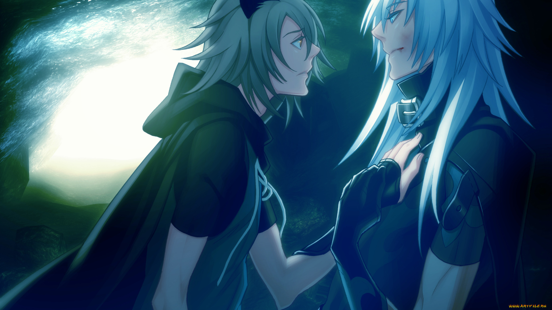 аниме, lamento, коное, рибика, плащ, рай