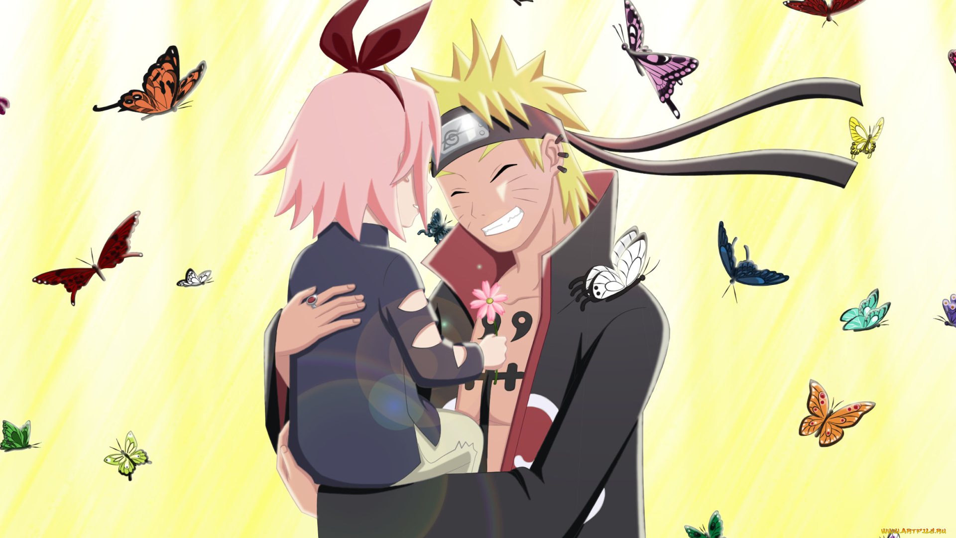 аниме, naruto, бабочки, наруто, девочка