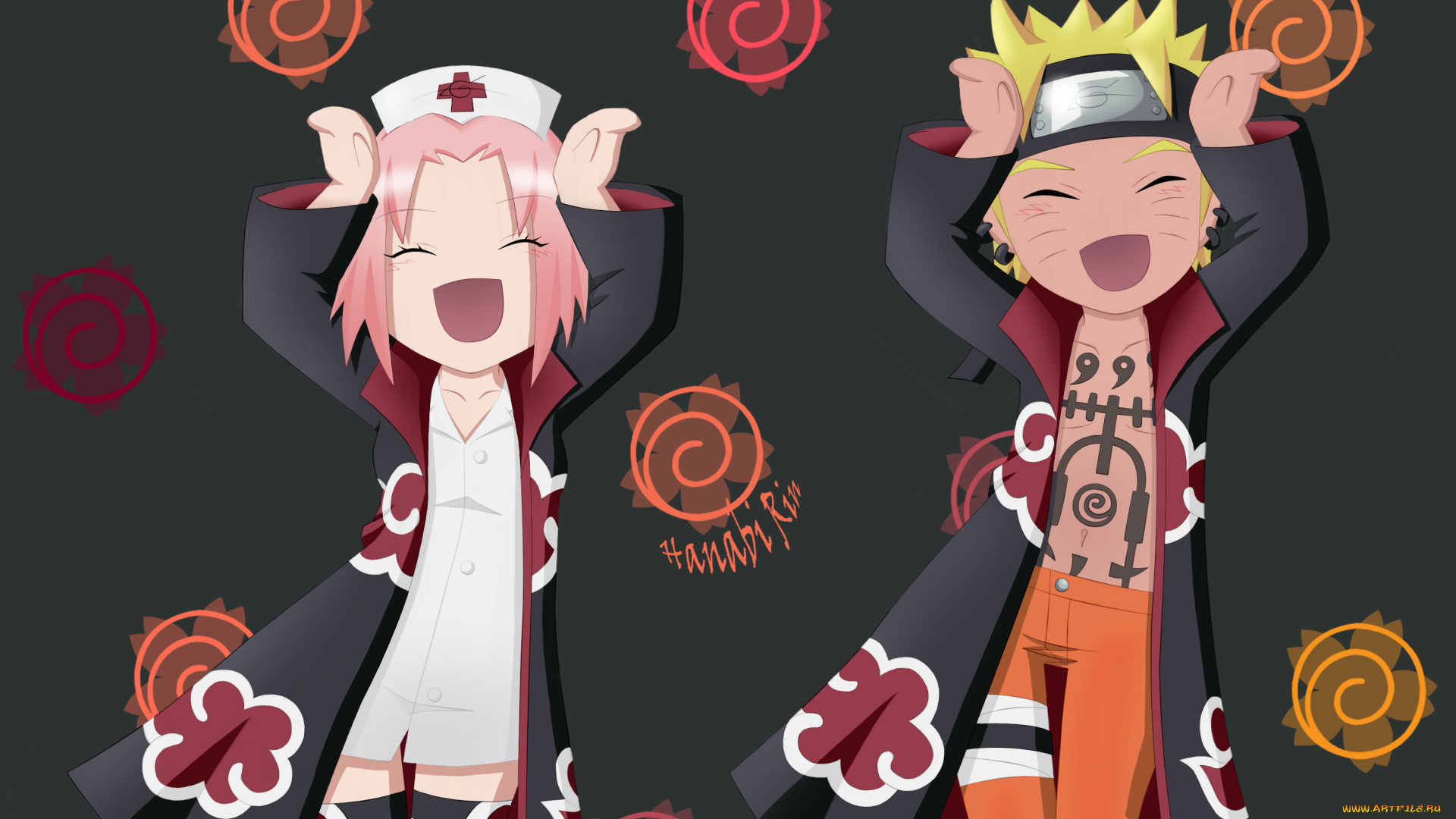 аниме, naruto, узумаки, наруто, сакура, танец, костюм, плащи