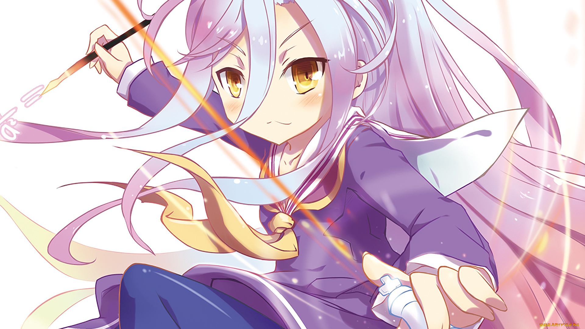 аниме, no, game, no, life, фон, взгляд, девушка