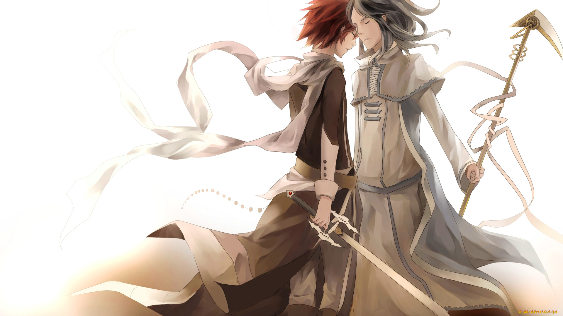 аниме, оружие, , техника, , технологии, парень, фон, взгляд, девушка