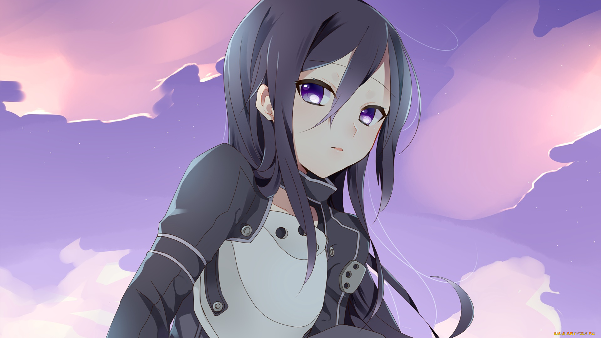 аниме, sword, art, online, девушка, взгляд, фон