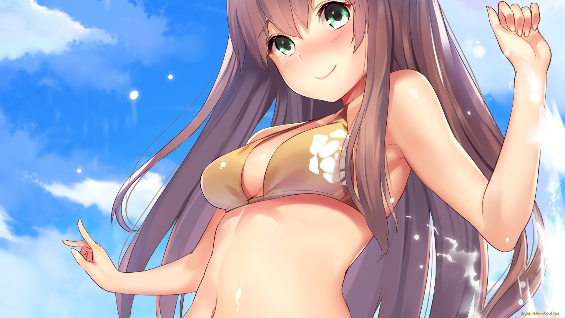 аниме, unknown, , другое, девушка, взгляд, фон