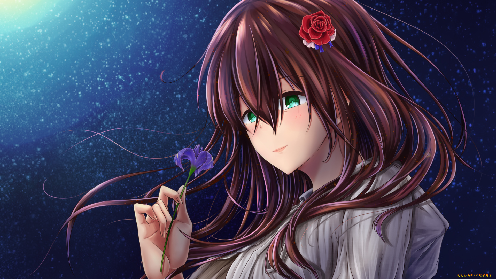 аниме, unknown, , другое, фон, взгляд, девушка