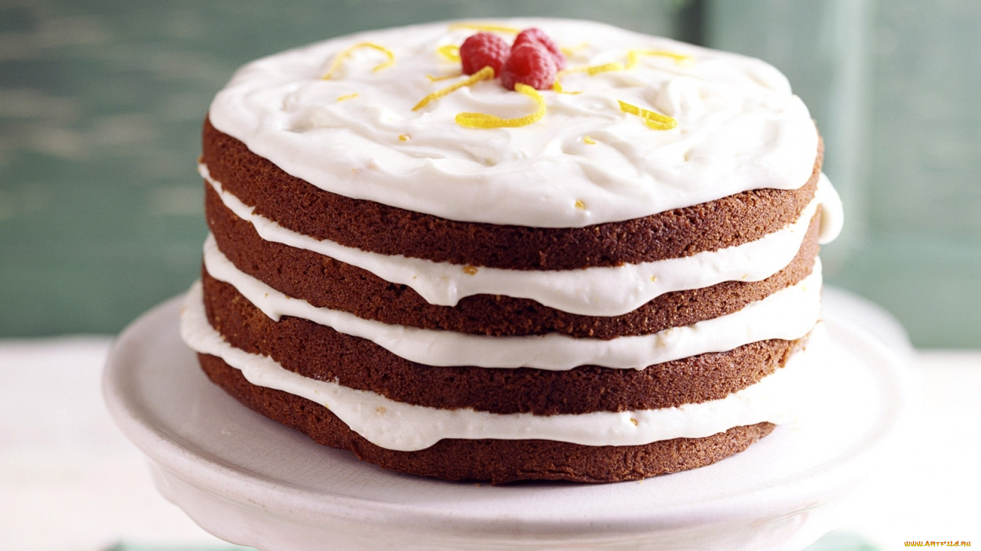 еда, торты, крем, цедра, малина