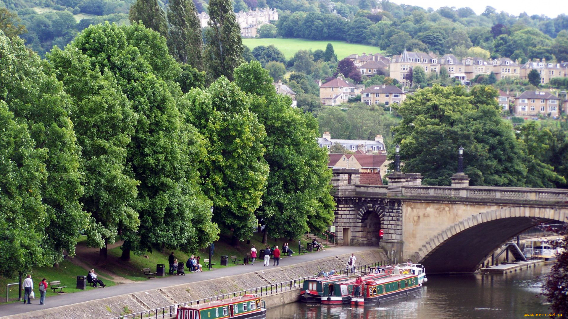 города, -, улицы, , площади, , набережные, река, панорама, мост, баржи