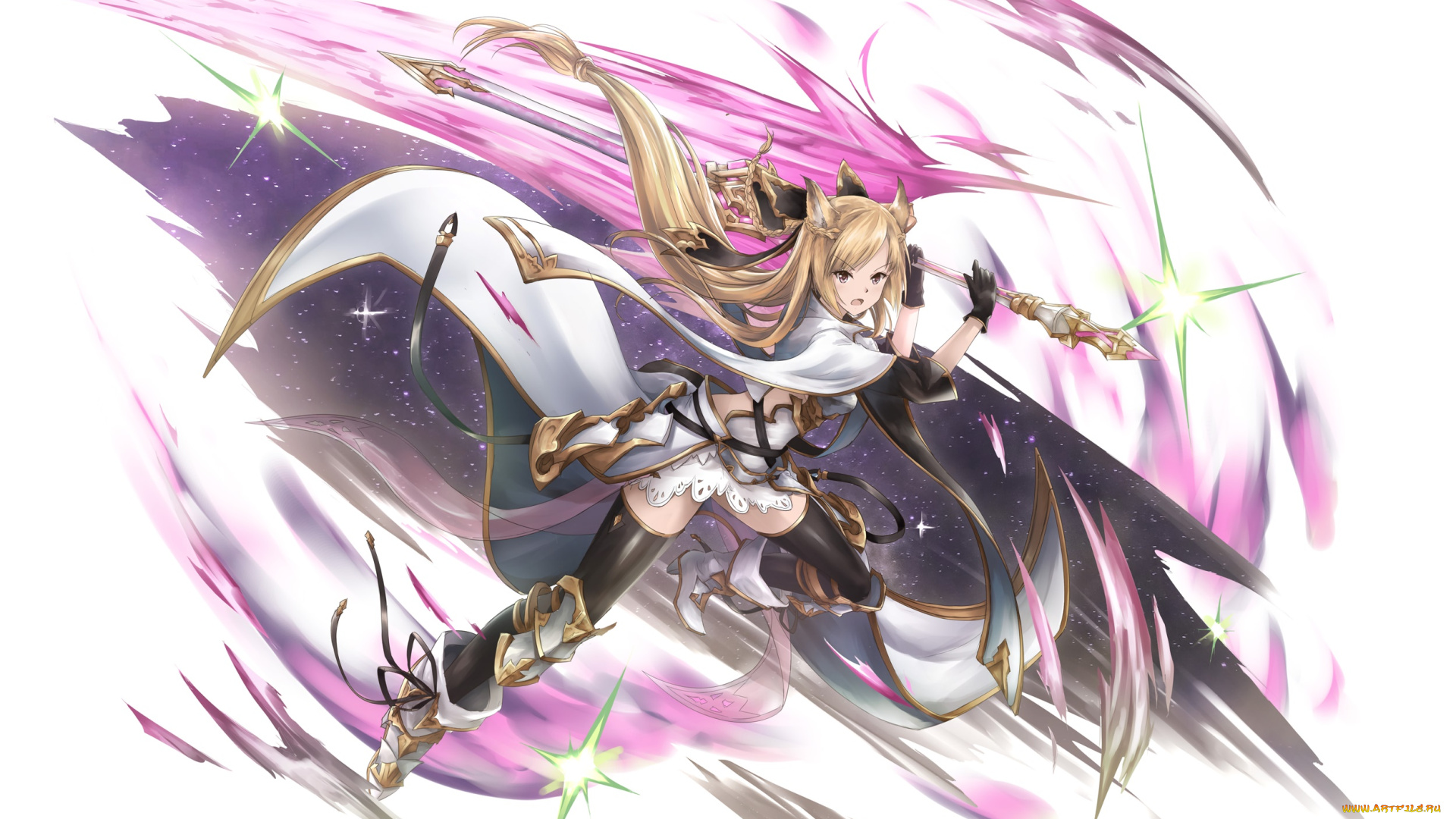 granblue, fantasy, аниме, девушка, взгляд, фон