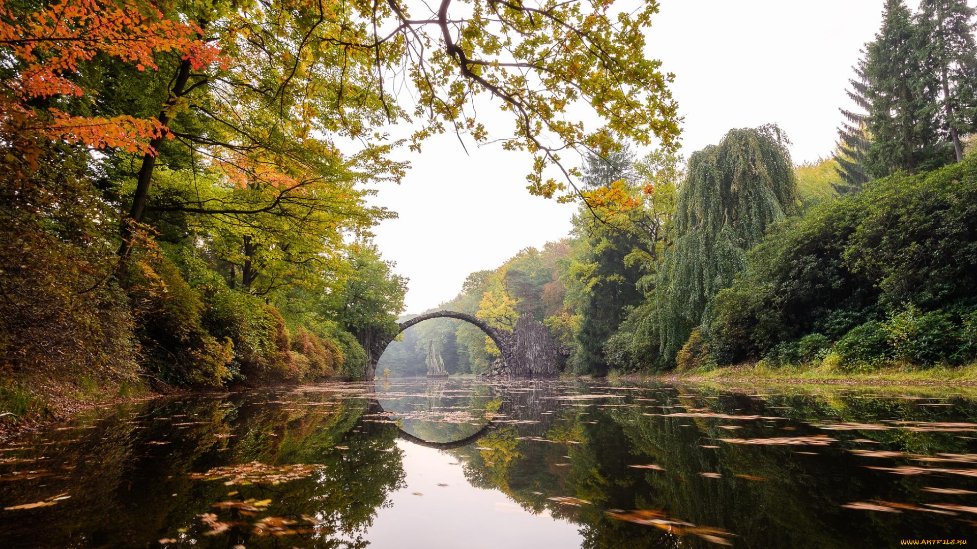 природа, реки, озера, мост, ракотцбрюке, в, германии, германия, k, Чертов