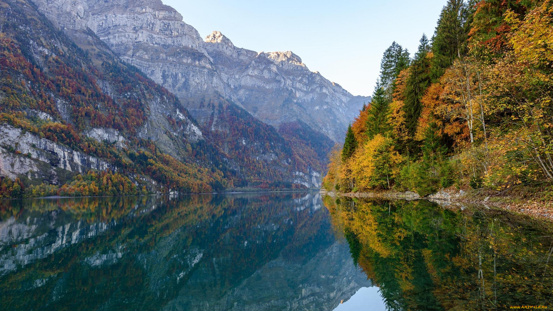 природа, реки, озера, пейзаж, озеро, деревья, осень, горы