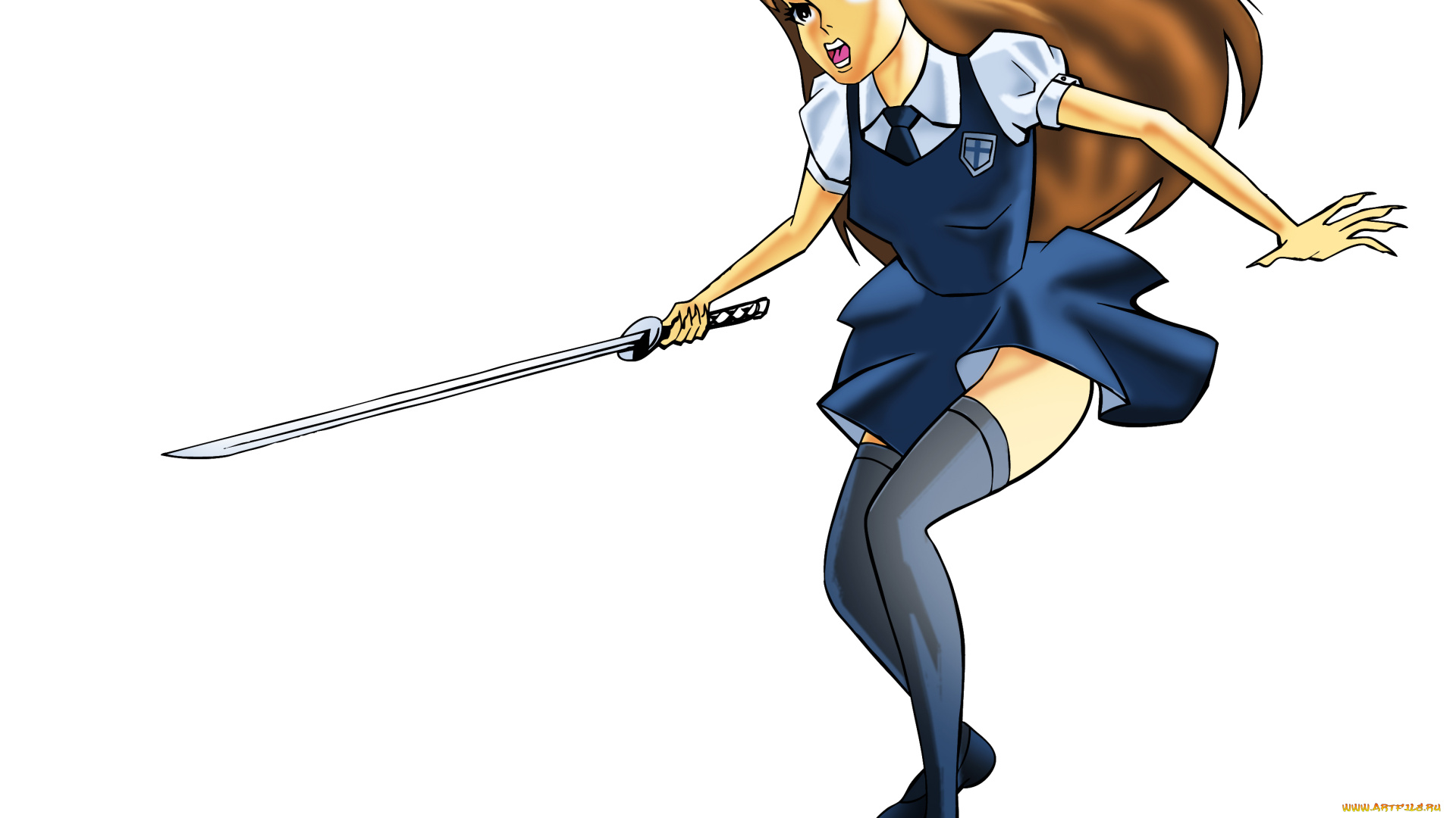 рисованное, комиксы, меч, фон, девушка