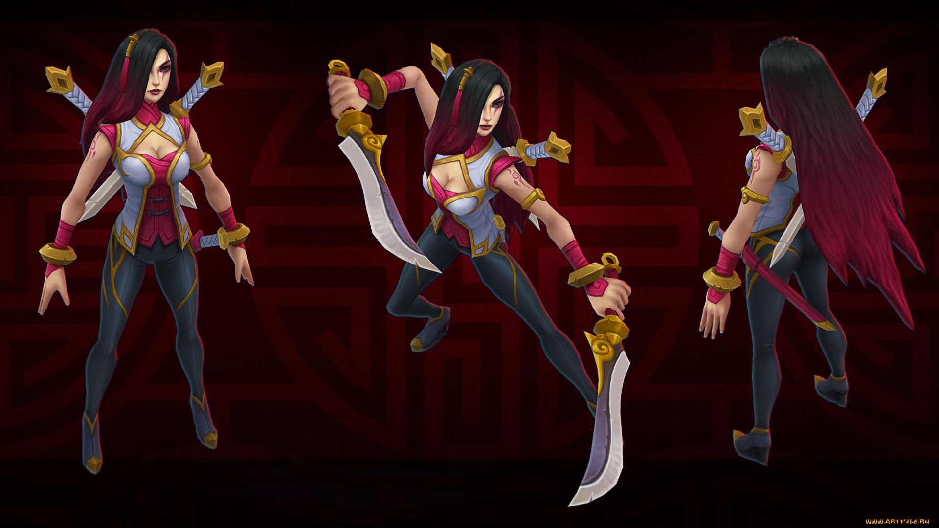 рисованное, комиксы, взгляд, фон, девушка, меч