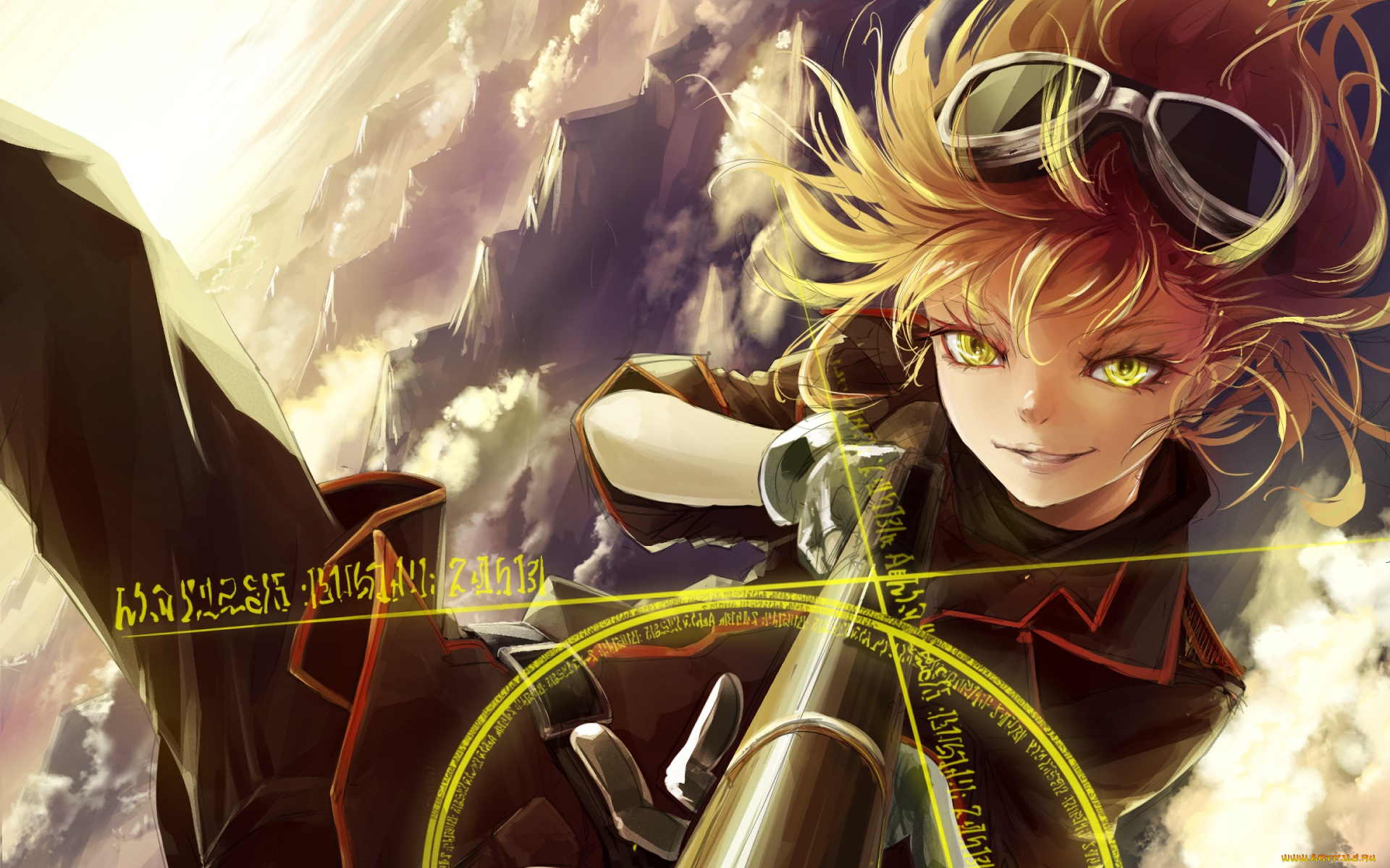 аниме, оружие, , техника, , технологии, фон, девушка, взгляд