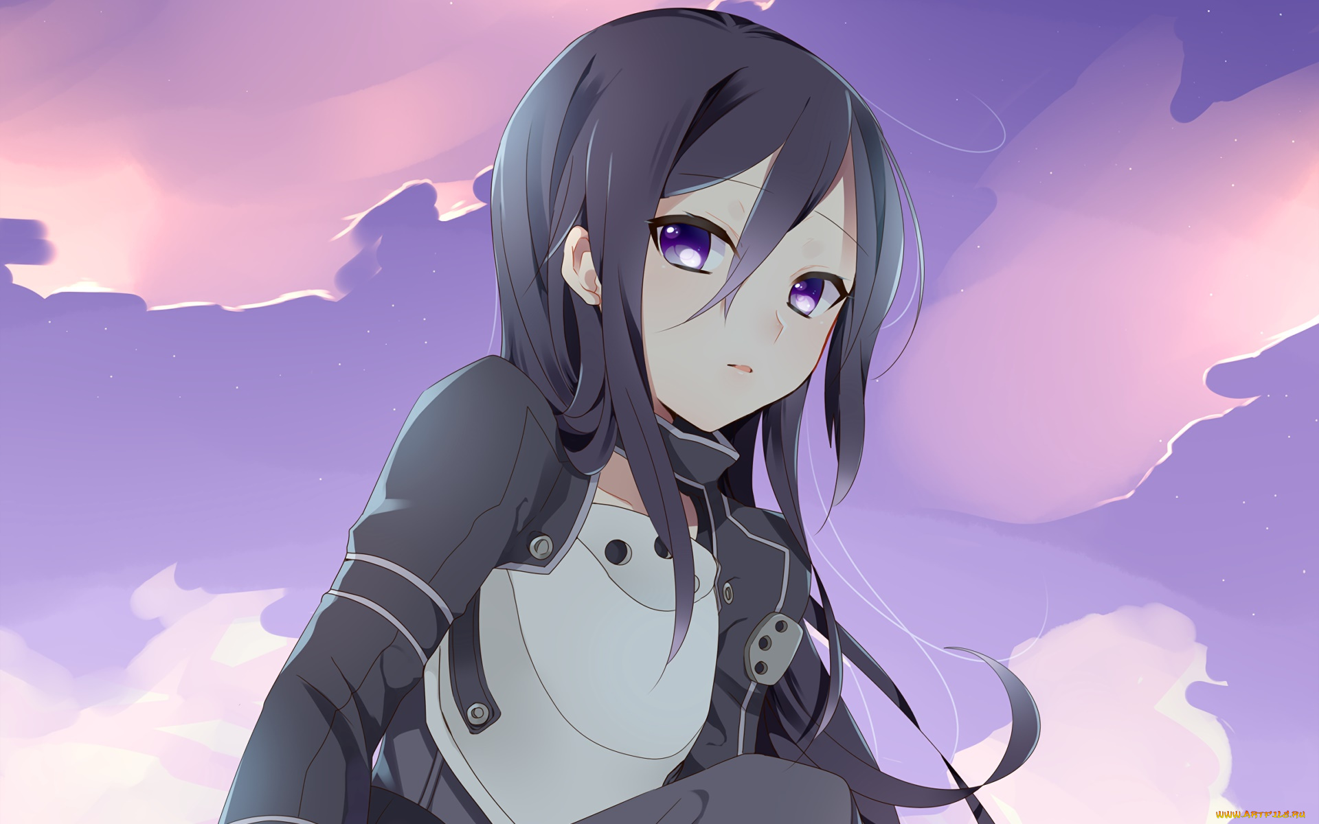 аниме, sword, art, online, девушка, взгляд, фон