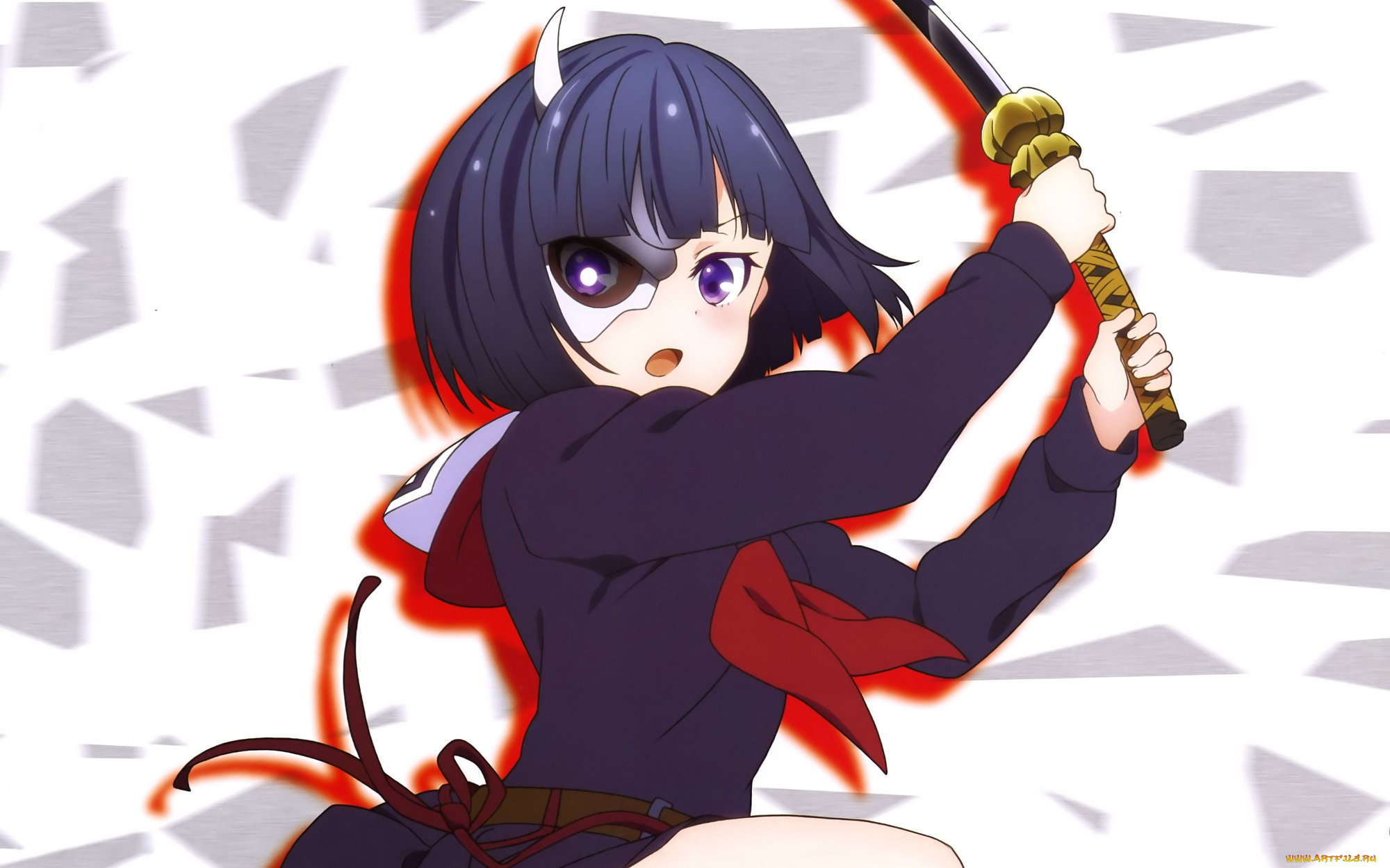 аниме, busou, shoujo, machiavellianism, seifuku, busou, shoujo, machiavellianism, armed, girl's, machiavellism, katana, ken, sword, mask, girl, blade, anime