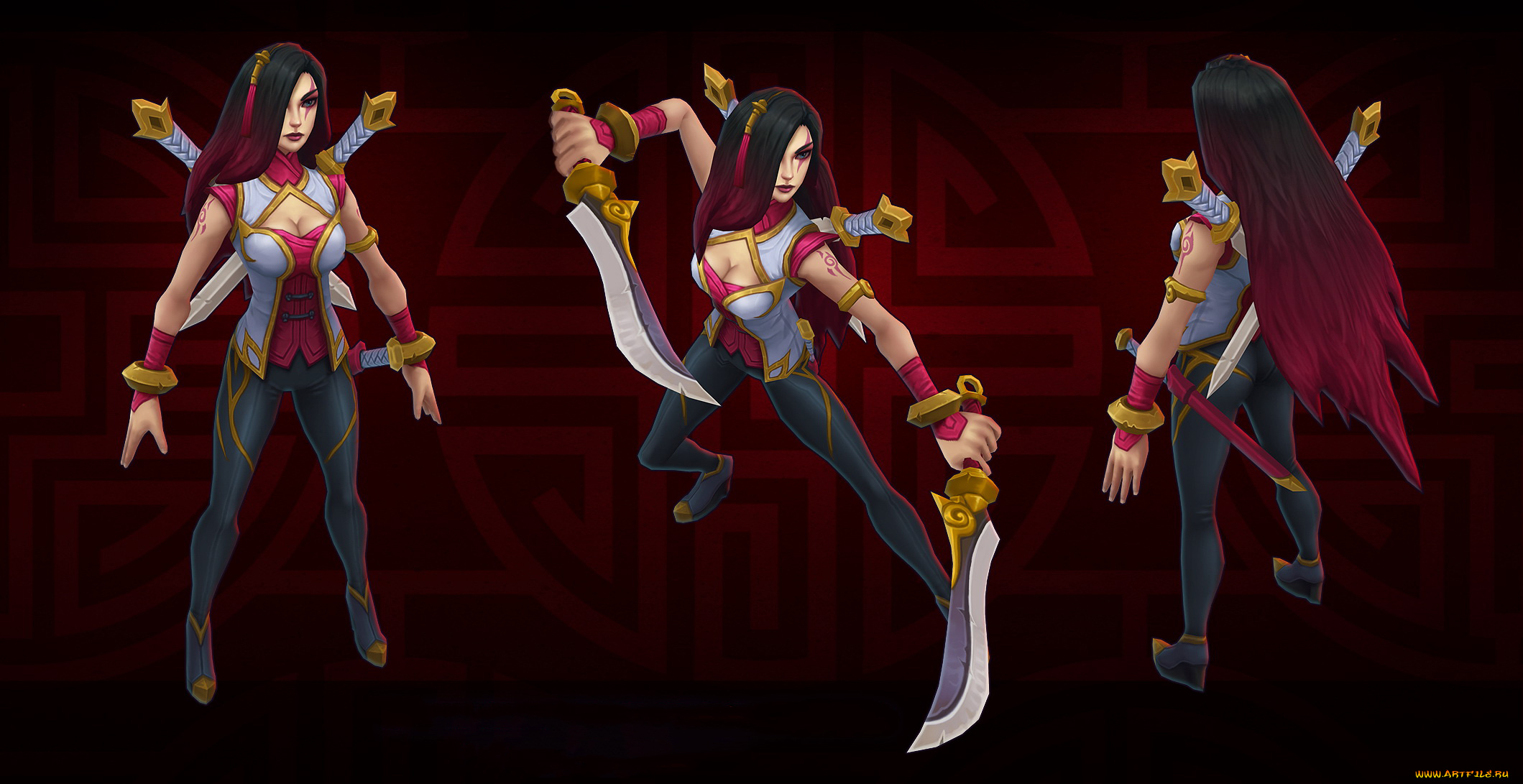 рисованное, комиксы, взгляд, фон, девушка, меч