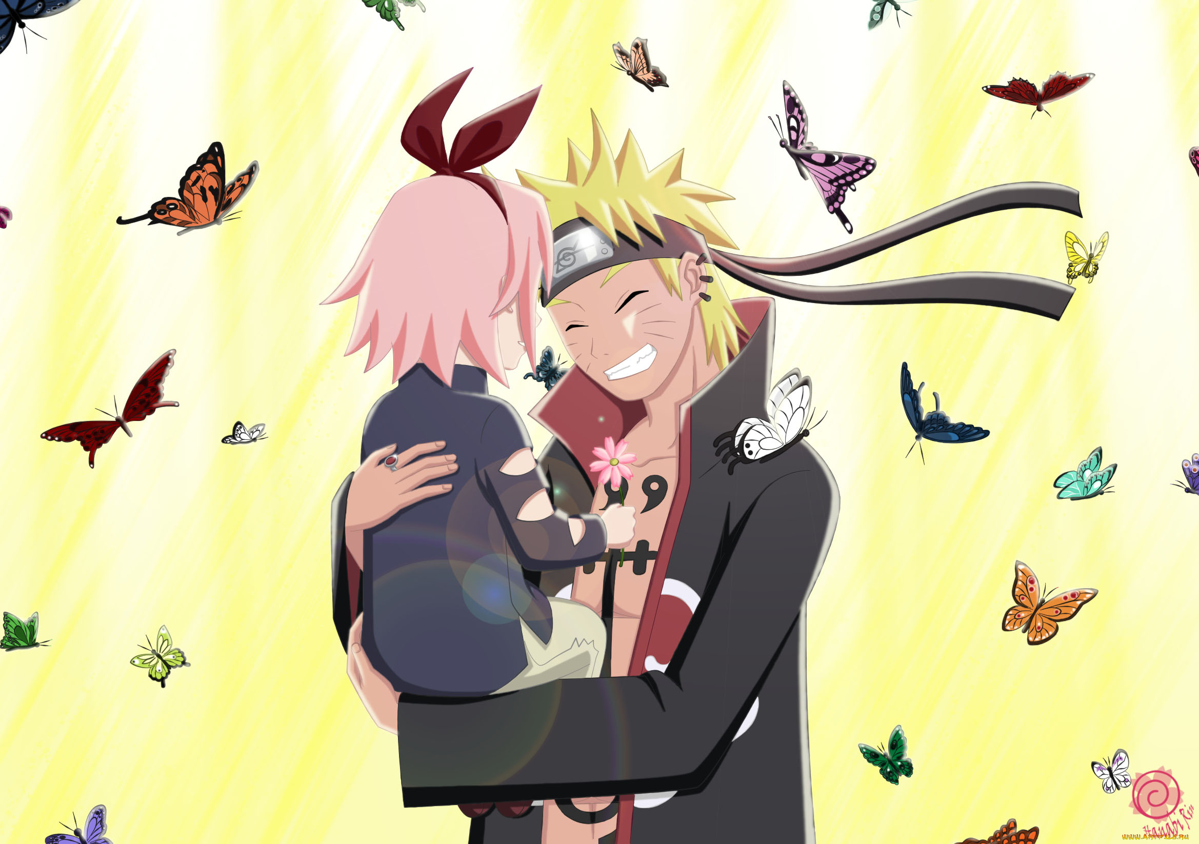 аниме, naruto, бабочки, наруто, девочка