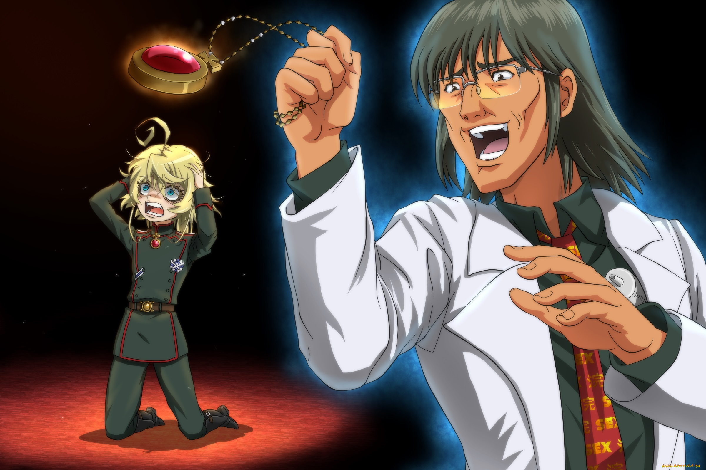 аниме, youjo, senki, взгляд, фон, парень